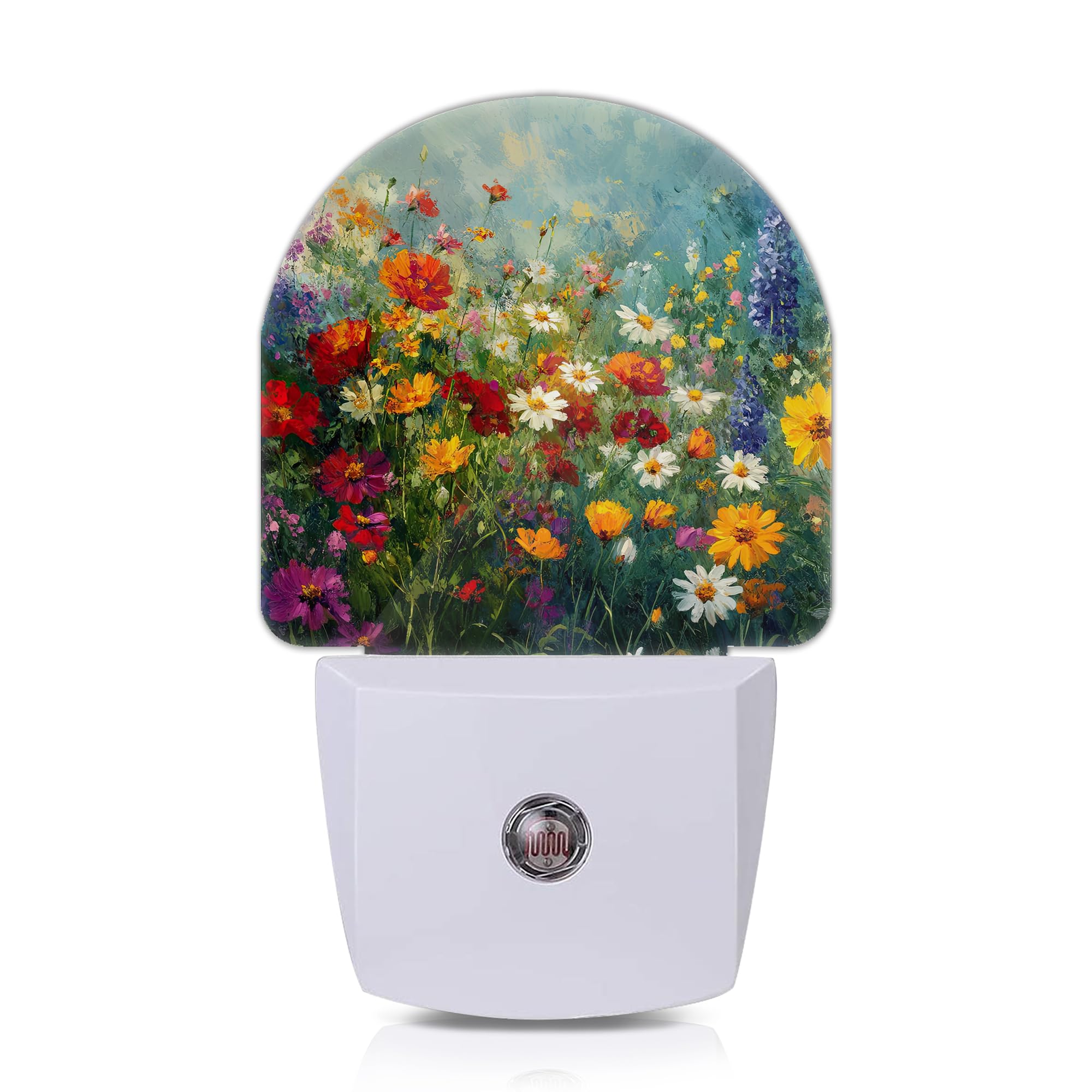 Axxitude Night Light,Vintage Flower Meadow Plug in Night Lights with Dusk to Dawn Sensor,Wall Nightlight for Bedroom Bathroom Ha