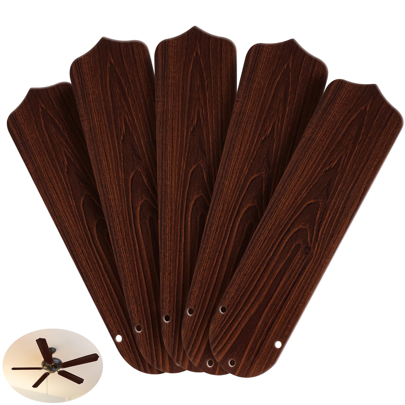 Lineshading 5Pcs Replacement Fan Blades for 42'' 52'' Ceiling Fan Waterproof Weatherproof Blades Replacement for Broken Substitu