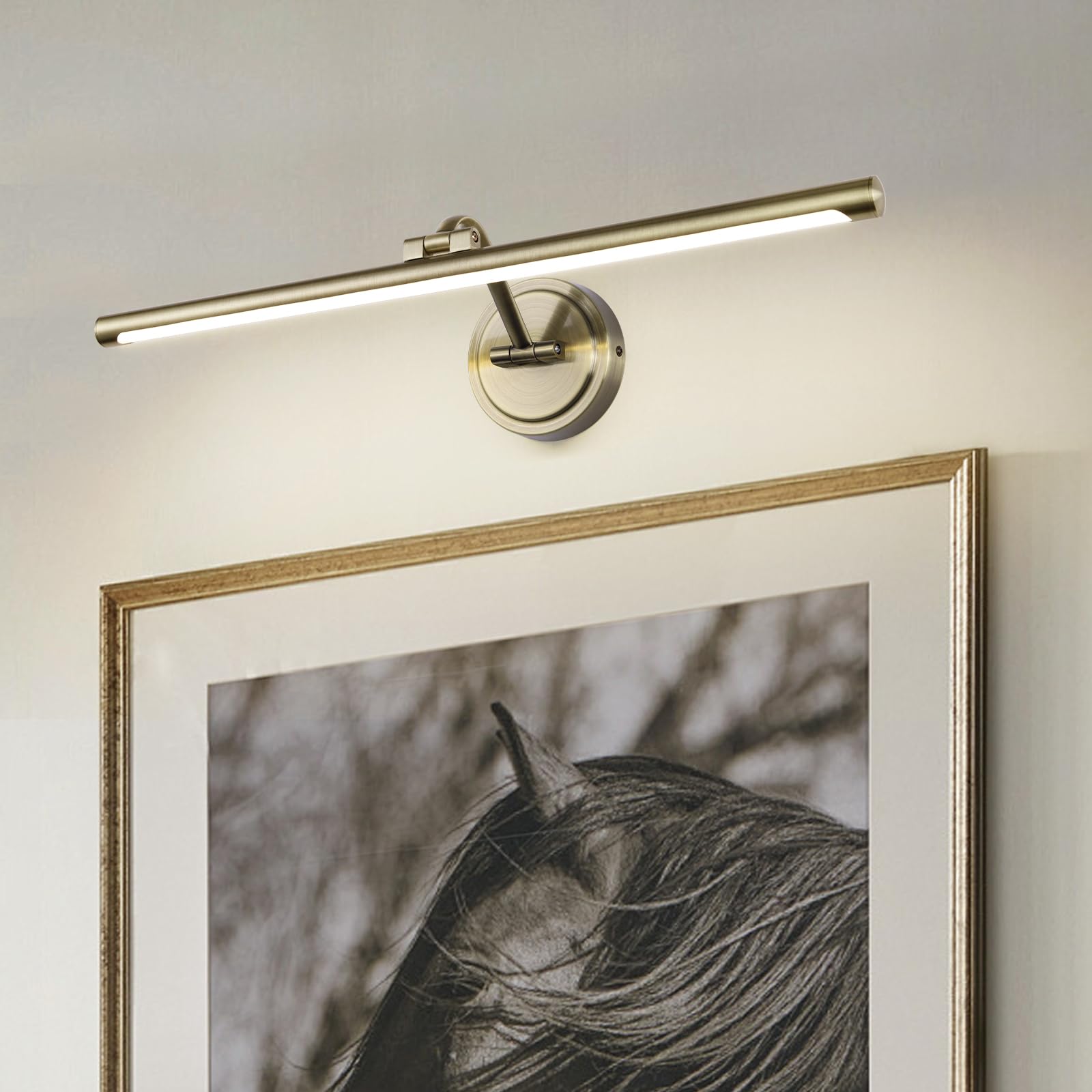 Hard-Wired Picture Lights 23.6 Inch Dimmable Led Wall Art Lighting Modern Gallery Light Poster Lights Adjustable Swing Arm Picture Frame Light For Display Art Work 14W 2700K  Warm White Antique Bronze