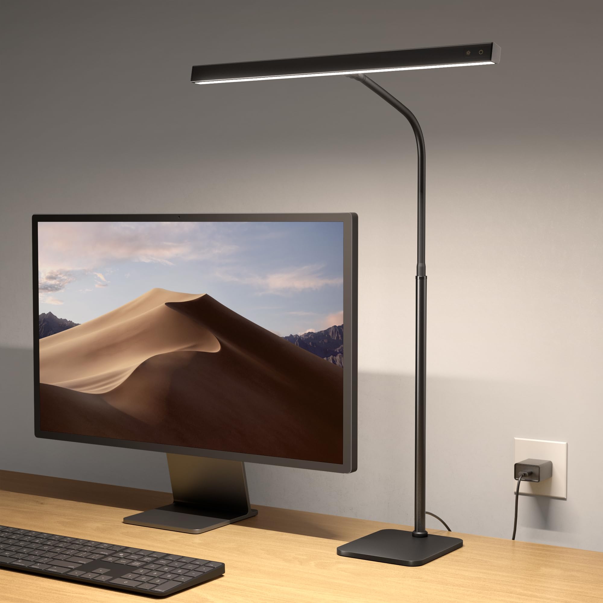 Superdanny Led Desk Lamp For Home Office, Eye-Caring Desk Light With Base, 12W Touch Control 3 Colors Dimmable Brightness, Goose