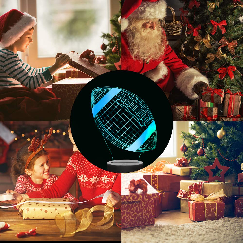 Ticent Football Gifts Night Light, Soccer 3D Desk Lamp 7 Color Changing Decoration Lighting For Boys Girls Birthday Holiday Christmas Gift