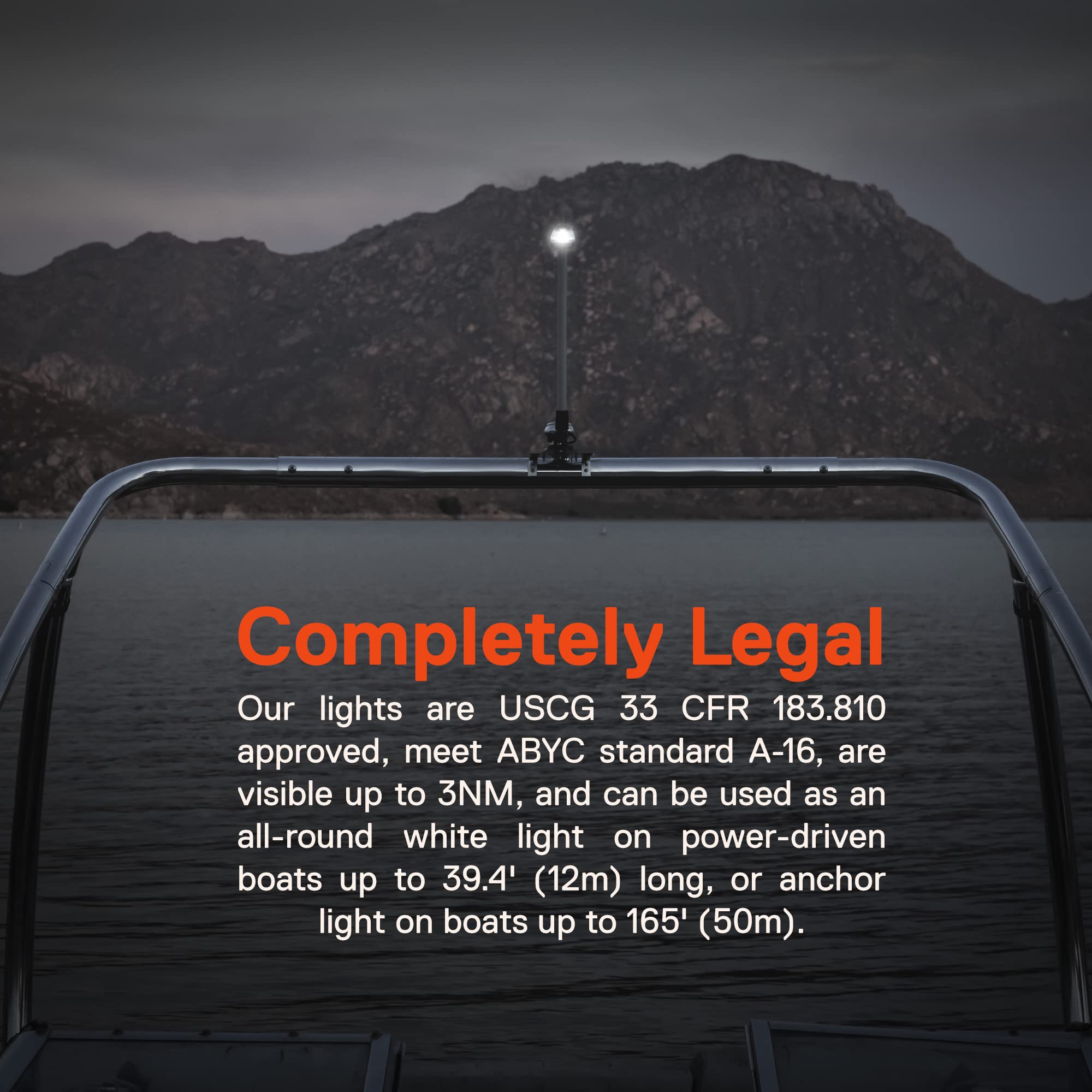 ONLINE LED STORE Marine Navigation Anchor Light - 24in Waterproof Chrome, 12-24V, Model SIL0013, 3NM Range for Boats