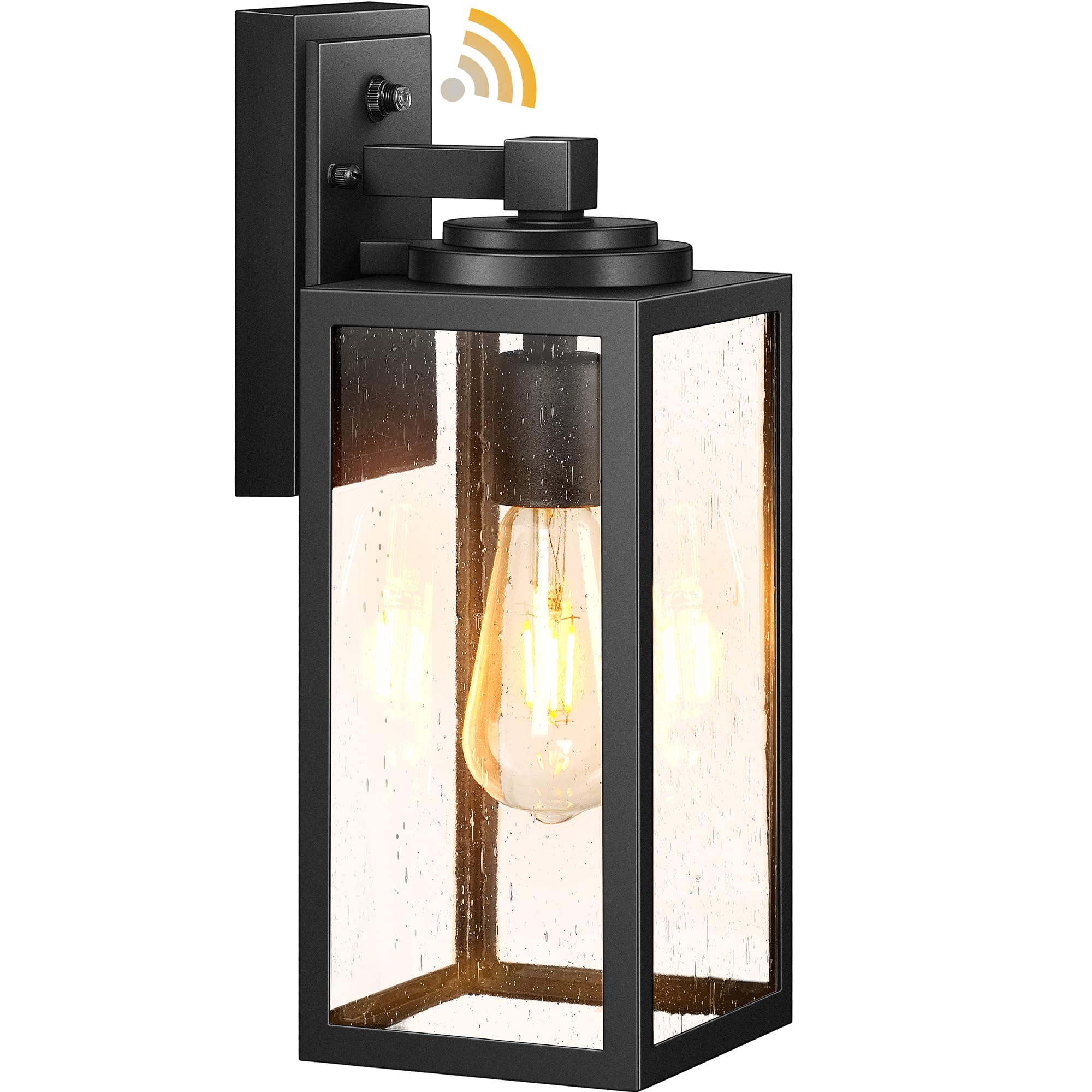 VIANIS 14.5'' Large Outdoor Sconce Lights, Black Dusk to Dawn Outdoor Lighting with Tempered Bubble Glass, Anti-Rust Outside Lig