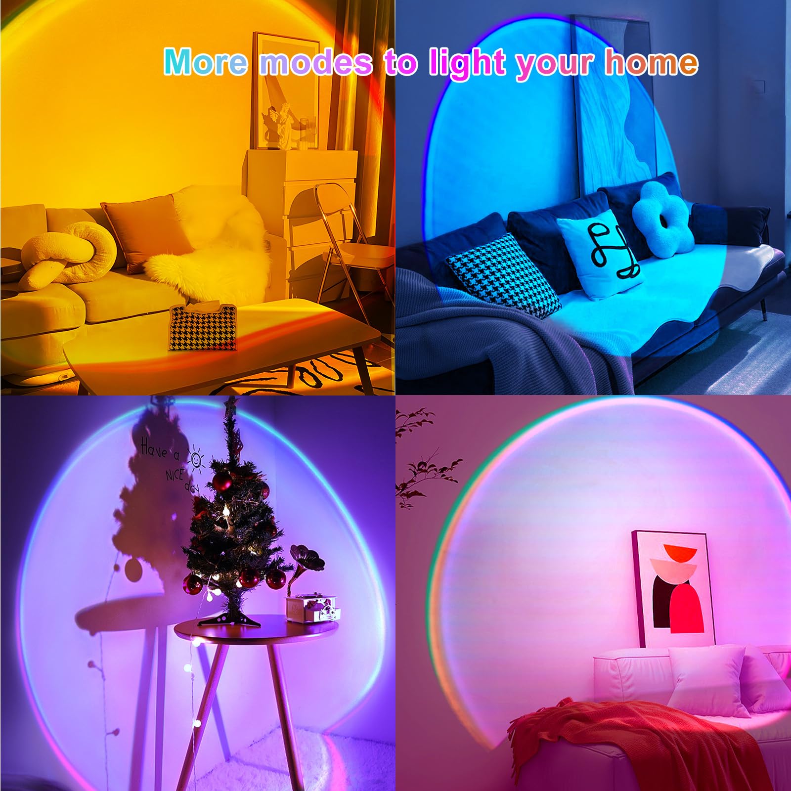 Sunset Lamp Projector With App Control, Multicolor Changing Projection Lamp Led Light, Sunlight Lamp For Bedroom, Photography, P