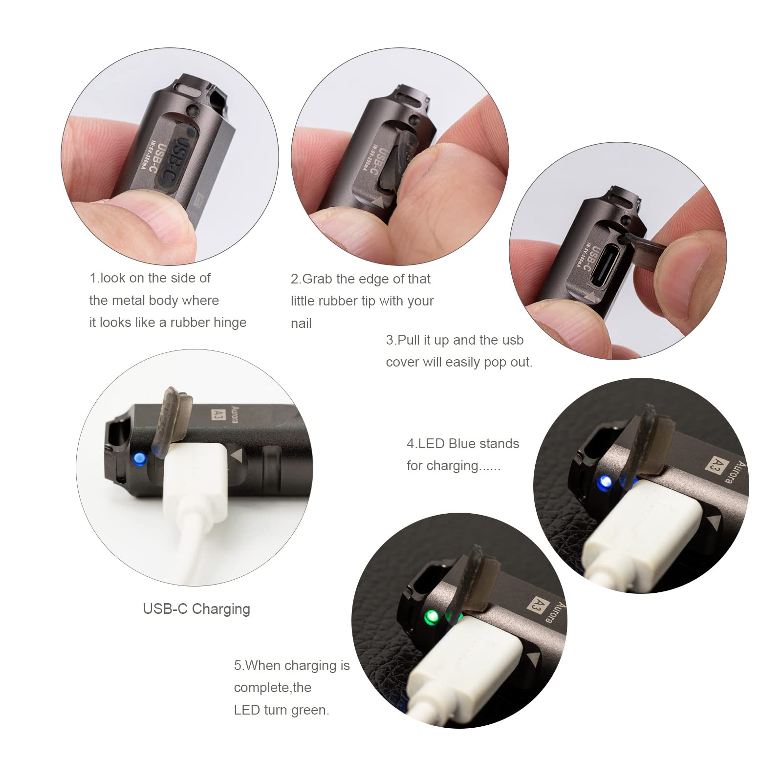 Rovyvon A3 Gen 4 Keychain Flashlight- Super Bright 650 Lumens, Usb C Rechargeable Edc Flashlight Water-Resistant, Lightweight- Ideal For Everyday Carry, Camping, Hiking, Emergency (Gun Grey)