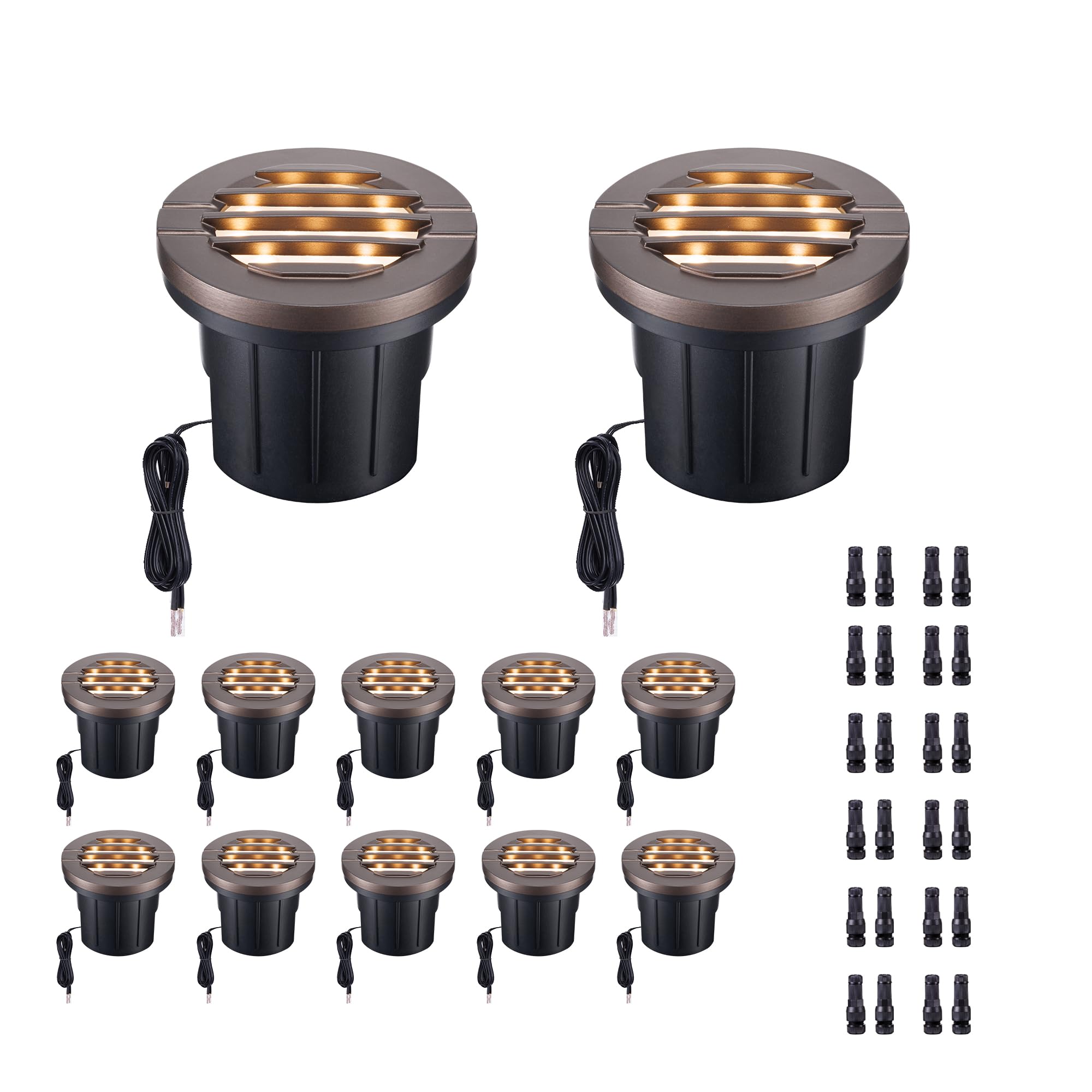 Varmtalys Well Lights Low Voltage, 12V In Ground LED Landscape Lights, IP67 Waterproof Outdoor, Louvered Top Aluminum ORB for Ga