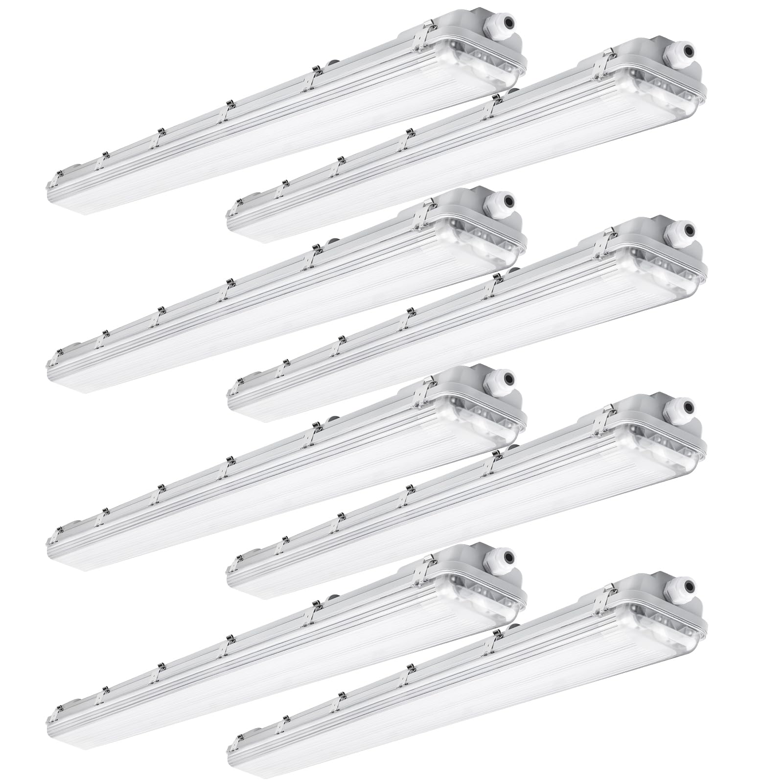 BRILLIHOOD 4Ft LED Vapor Tight Light Fixtures, 48W, 4200LM, 6000K Bright White, Clear Cover, IP65 Waterproof Vapor Proof Lights 