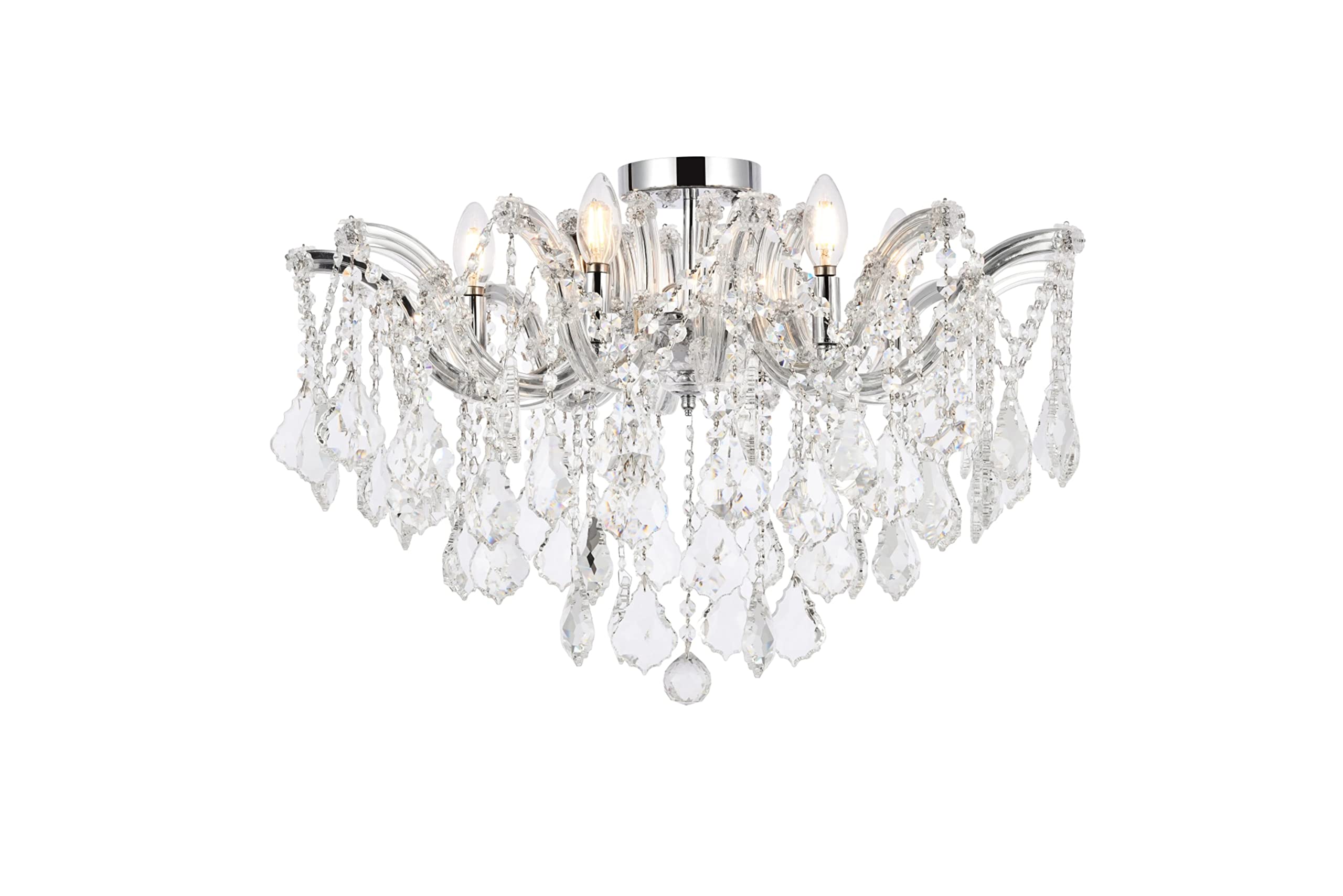 Elegant Lighting Maria Theresa 6 Light Royal Cut Semi Flush Mount in Chrome