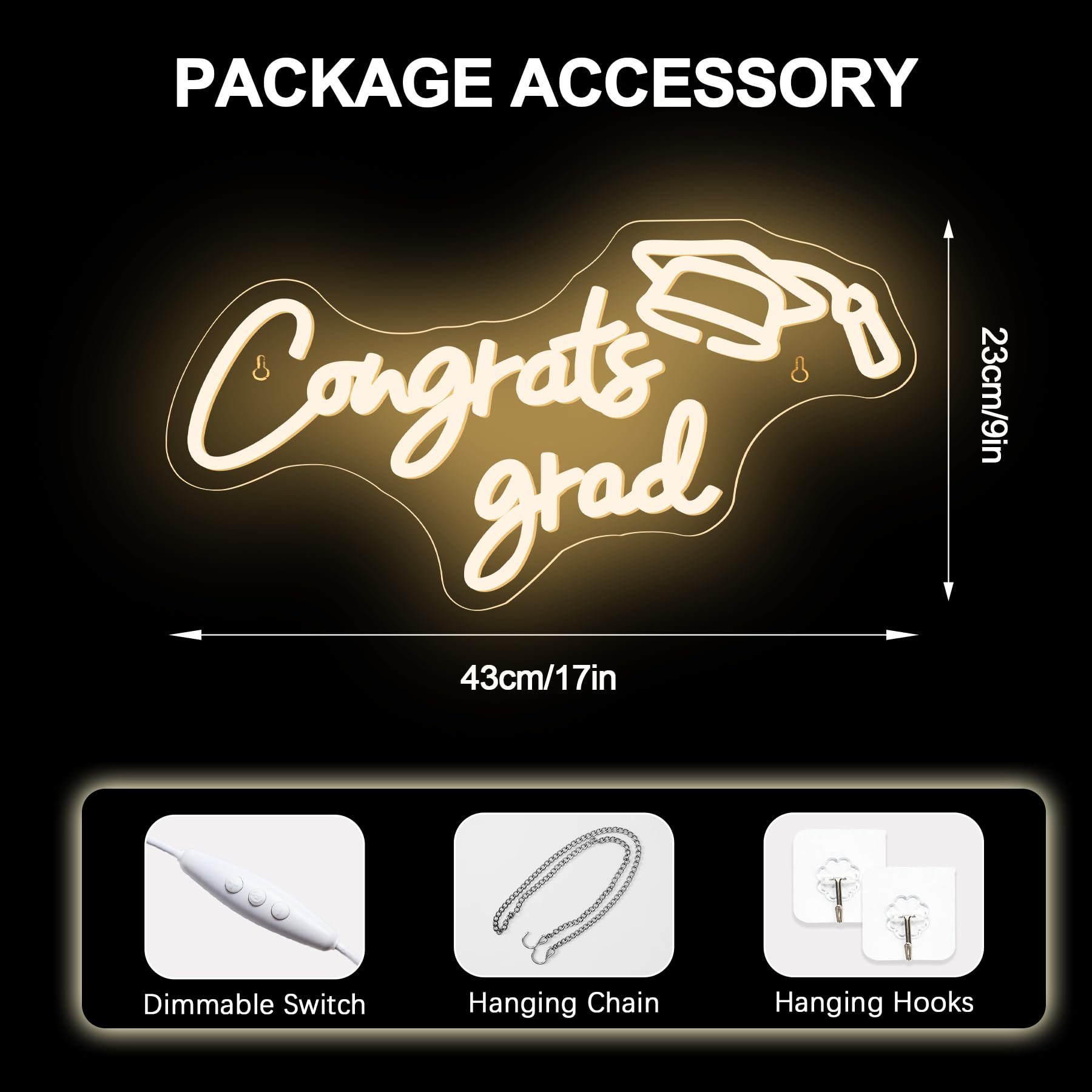Nosun Congrats Grad Neon Sign Grad Neon Signs For Wall Decor Warm White Led Signs For Classmates Friends Family Usb Neon Word Sign For Party Club Light Up Sign Best Gift For Graduating Friend