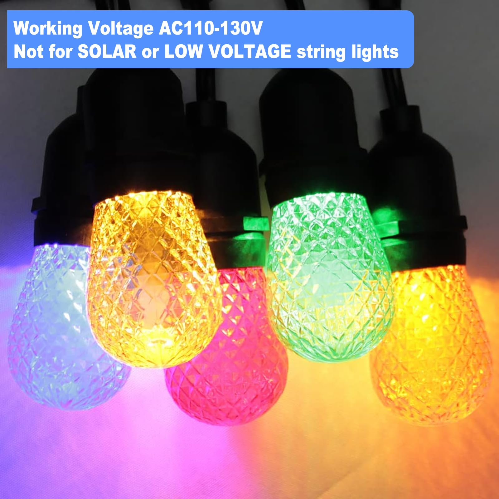Brimax S14 Led Colored Light Bulbs With Faceted Surface Outdoor Indoor String Light Replacement Bulbs Plastic Shatterproof  E26 Base  For Christmas Halloween Party And Holiday Decor 15 Pack