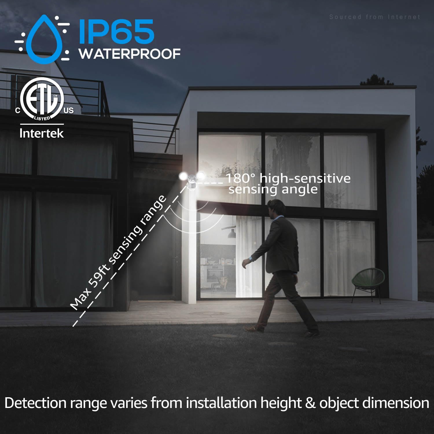 Leonlite Cob Led Security Light, Motion Sensor Flood Lights Outdoor, Aluminum, 3 Modes Motion Detector+Dusk To Dawn+Switch Control, 100-277V, Adjustable 2-Head, Ip65, 5000K Daylight, Etl, White