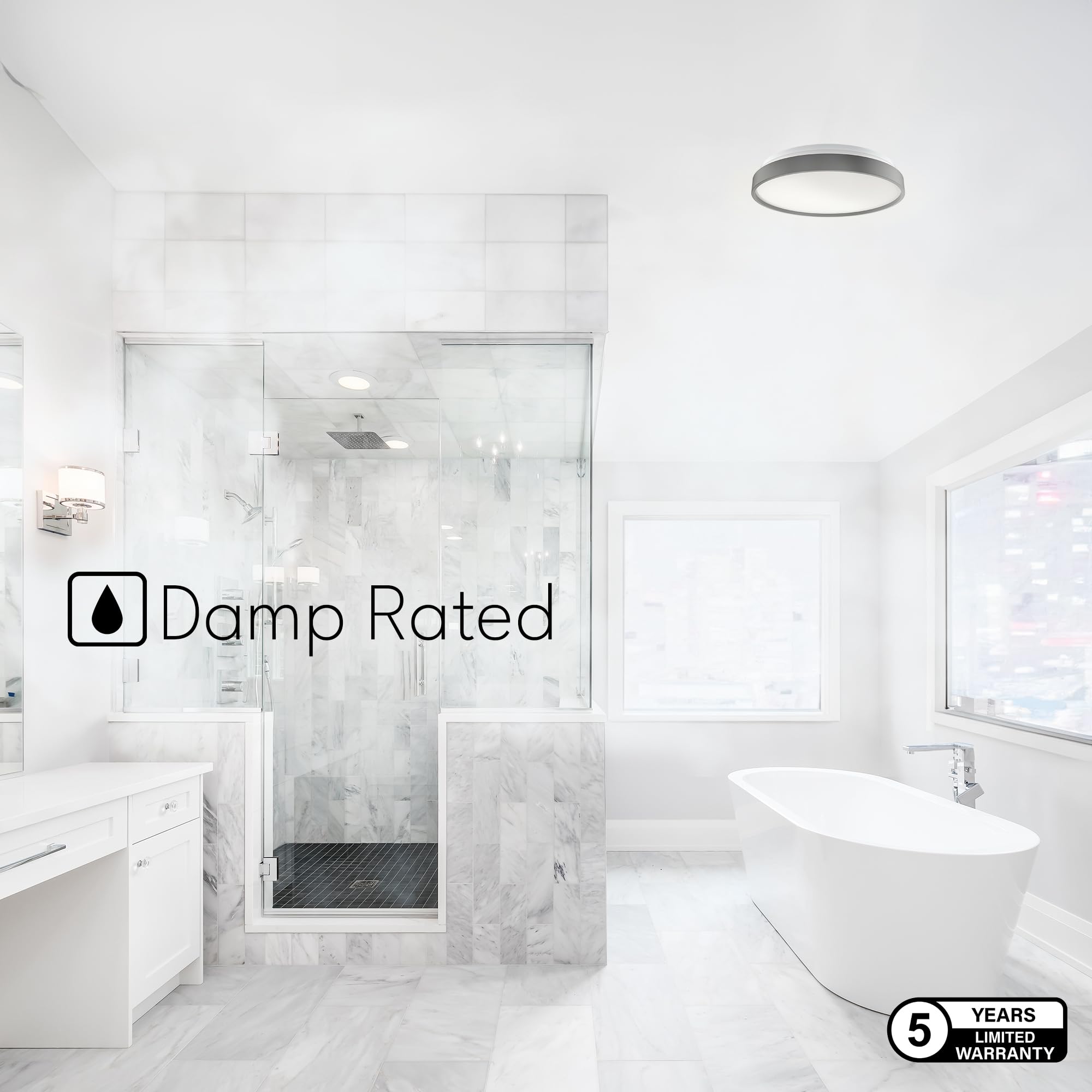 Dymond 15" Matte Black Led Ceiling Light Dimmable Flush Mount 5-In-1 Adjustable Color Temperature 2700K 3000K 3500K 4000K 5000K Selectable Cct Warm White To Daylight