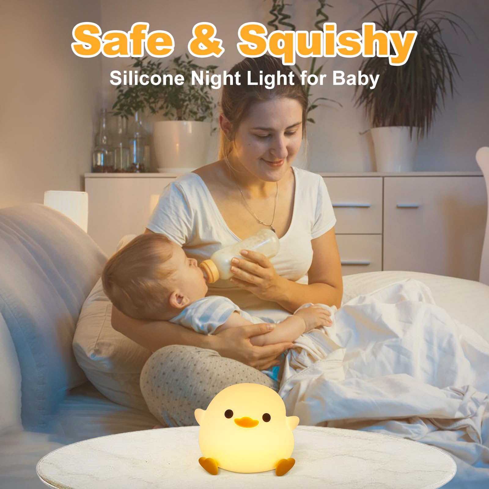 Daixinde Dodo Duck Night Light, Cute Duck Lamp, Rechargeable Dimmable Nightlight, Silicone Led Bedside Lamp Nursery Nightlight With 20 Minutes Timer And Touch-Sensitive For Bedrooms, Living Room
