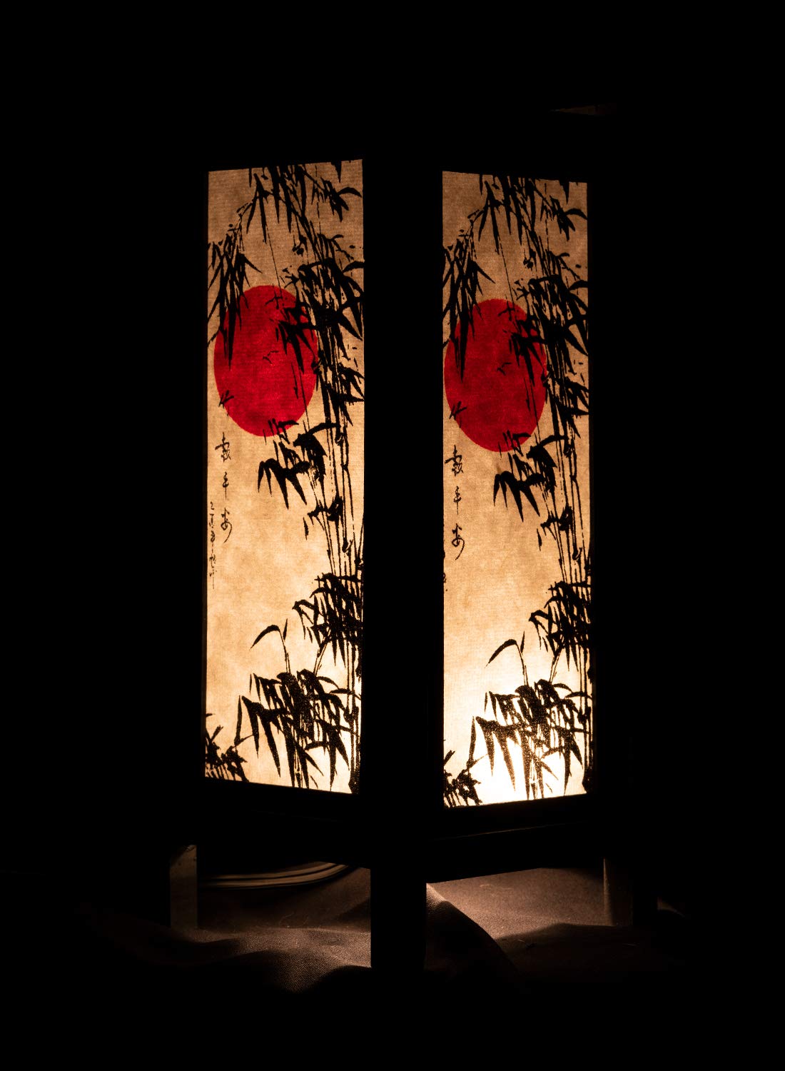 Red Berry Thai Lanna Lamp - Vintage Handmade Bamboo Tree Art Floor/Table Light - Black - Model SG_B00BD6E5CE