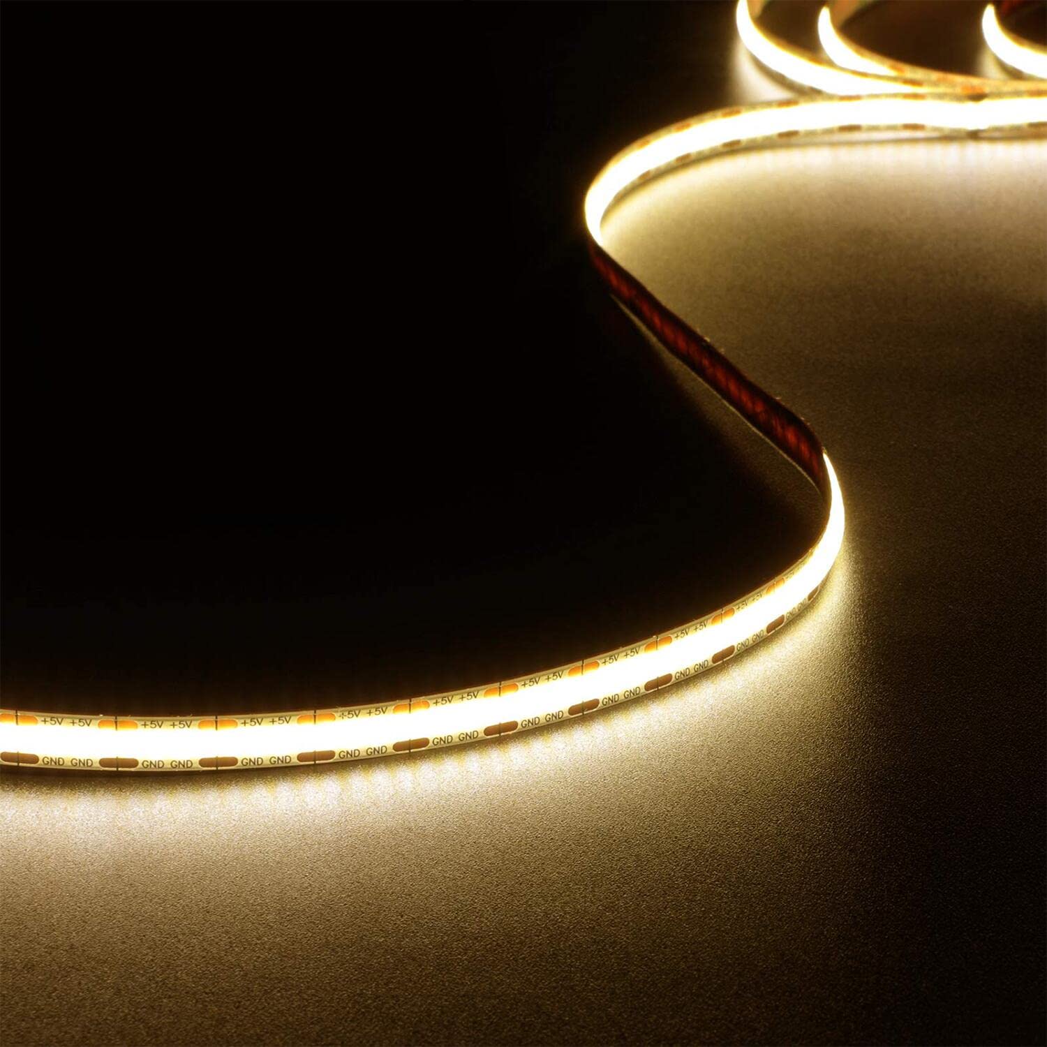 dephen LED Strip Lights, 5V USB, 4.9ft, 480 LEDs, Warm White, 3000K, Flexible COB, Model HH-SCOBWW-320-
