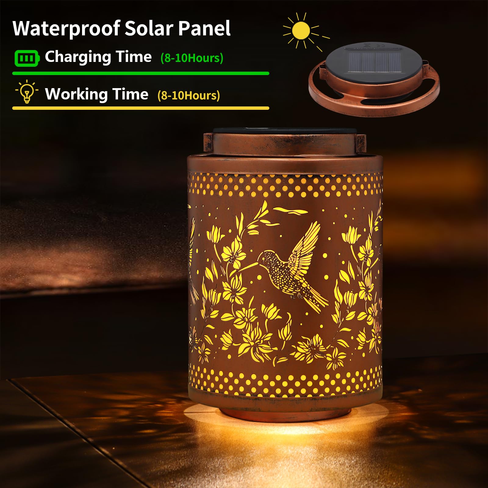 Tepaken 2 Pack Hummingbird Solar Lanterns Garden Decor Birthday Gifts For Women Mon Grandma Metal Hanging Solar Lights Waterproo