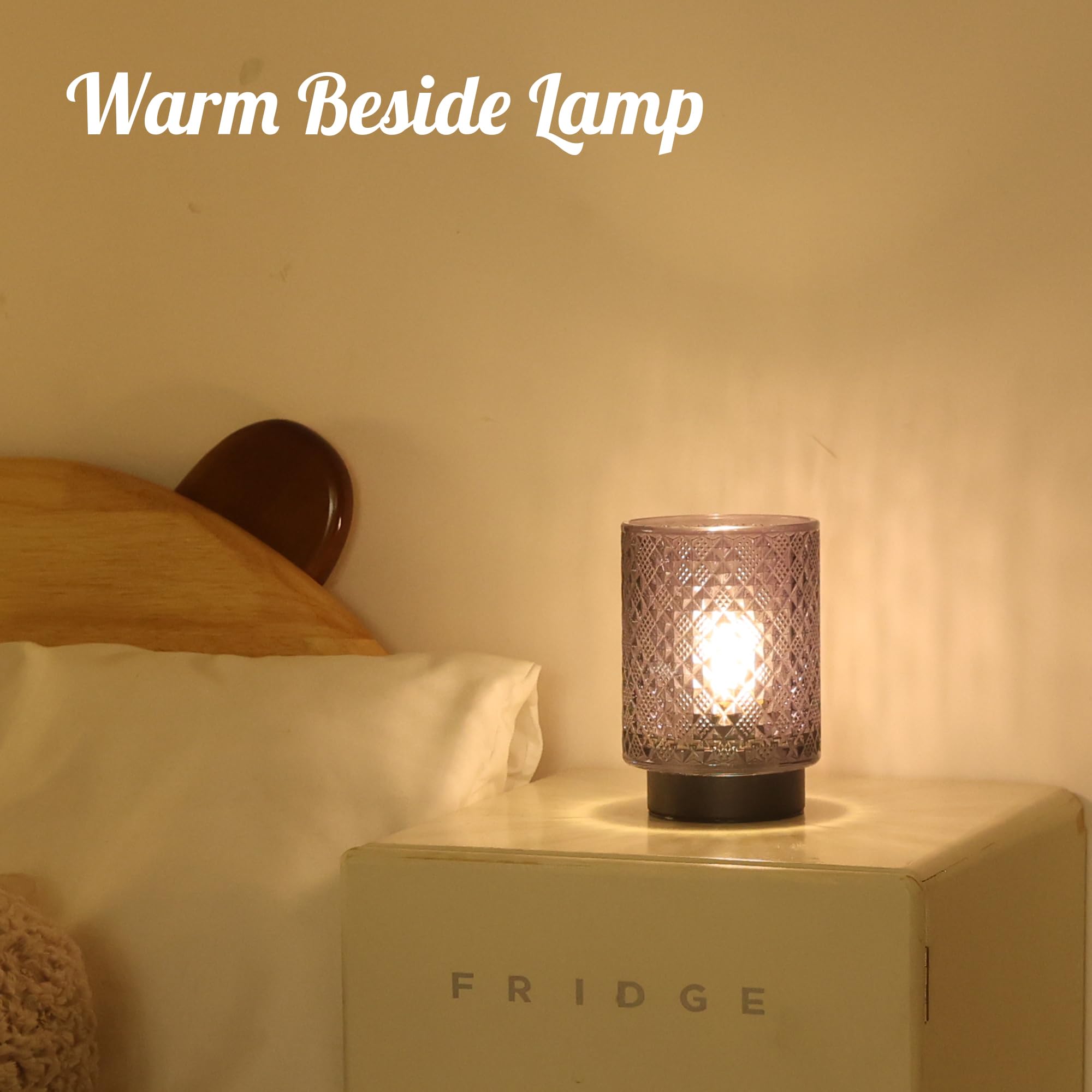 LUSHARBOR Battery Operated Lamp with Timer, Decorative Table Lamp, Diamond-Grey Design