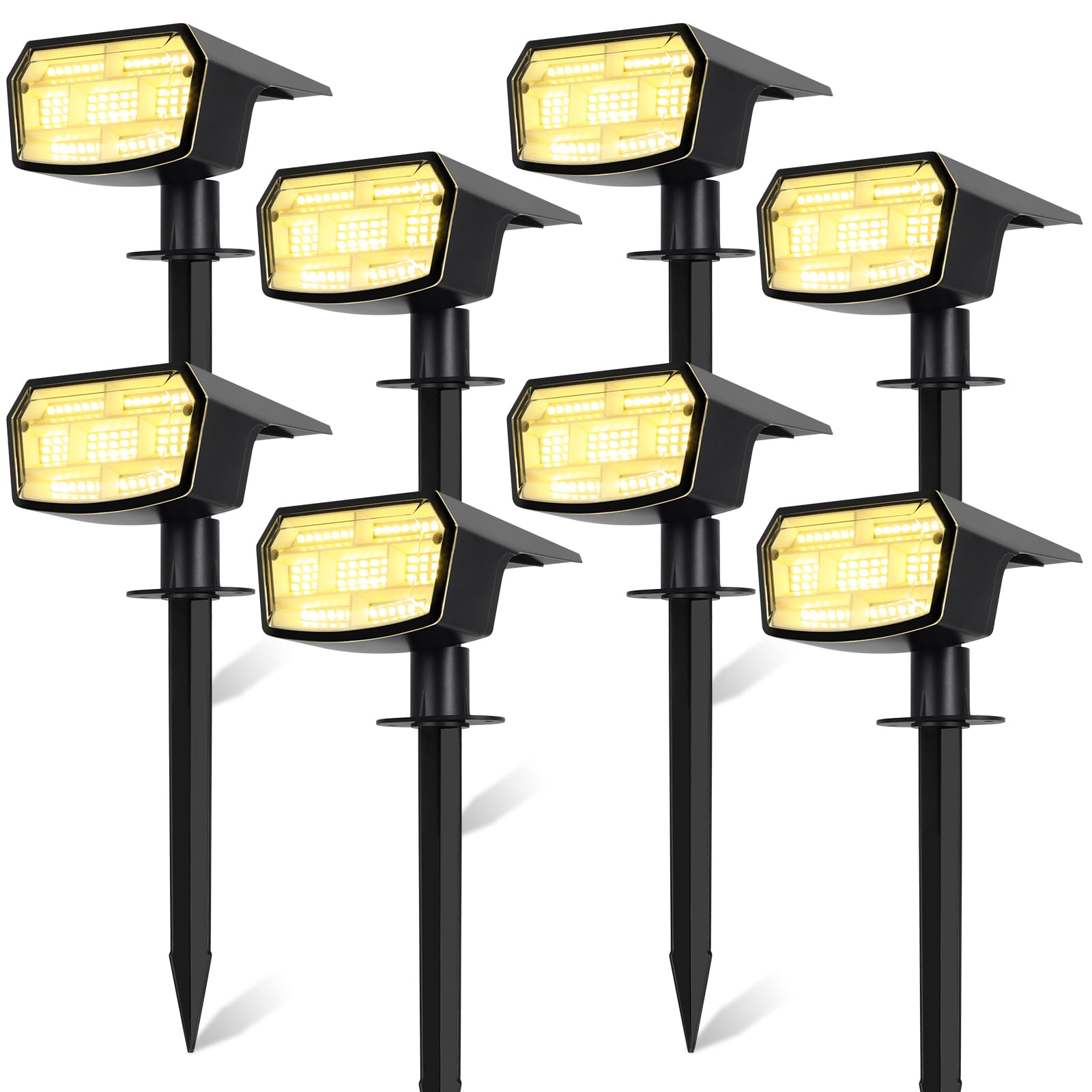 Sucolite 8-Pack Solar Spot Lights Outdoor, 59 LED Solar Lights Outdoor Waterproof, Outdoor Solar Lights for Yard with 3 Lighting