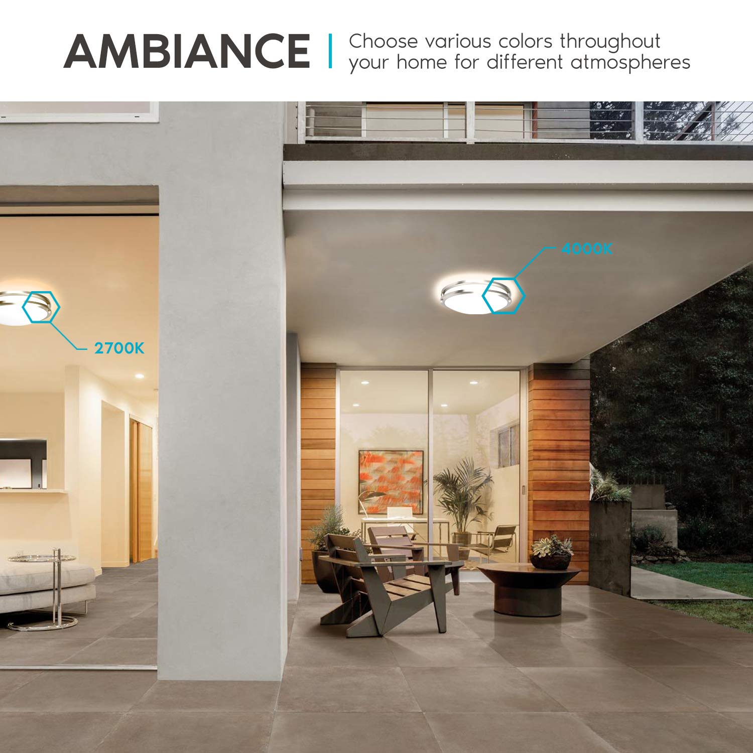 LUXRITE 14 Inch LED Flush Mount Ceiling Light, Dimmable, 18W, 1440 Lumens, Brushed Chrome, Model LR23282