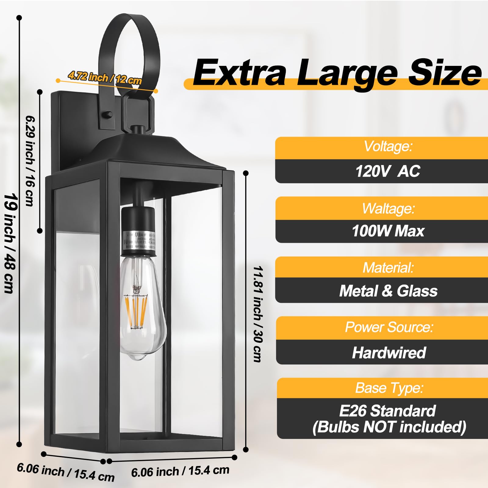 19 Large Outdoor Light Fixture 2 Pack  Porch Lights Sconce Exterior Lighting Fixtures  Black Outside Lights For House Modern Wall Lantern  Anti Rust Outside Coach Lamps For House  Doorway  Garage