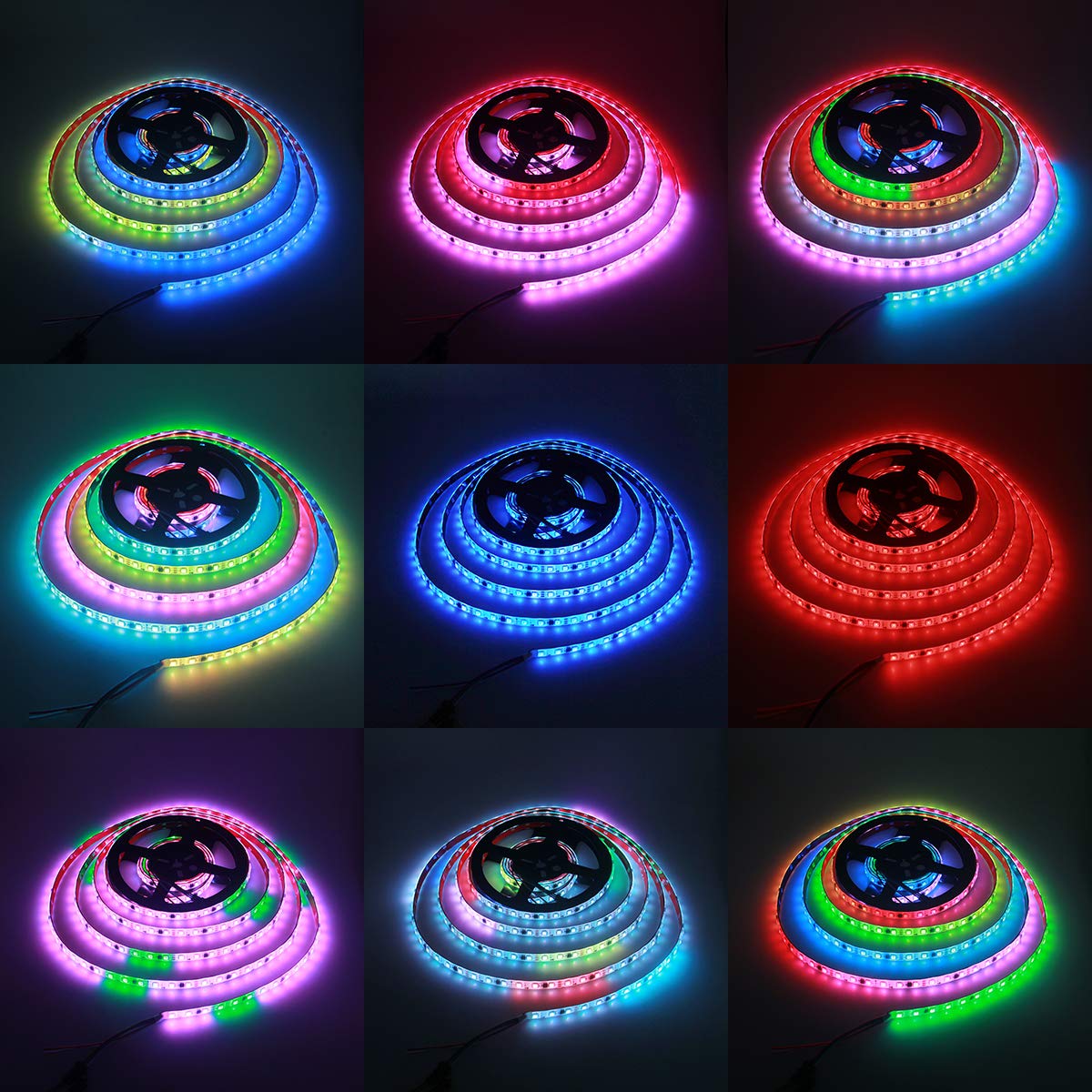 ALITOVE WS2811 RGB LED Strip Lights 16.4ft 300 LEDs Waterproof IP65 White FPCB Flexible Rope Light