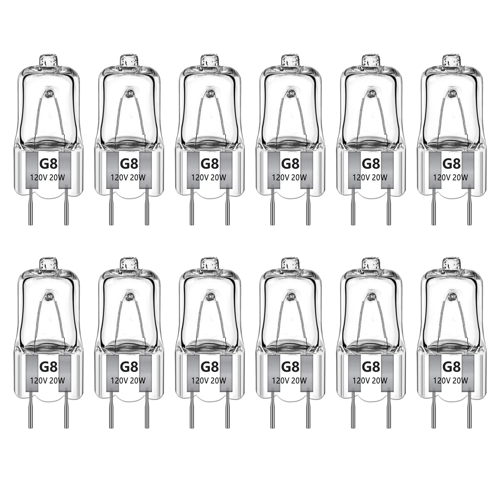 G8 Halogen Bulb 20W 120V  Warm White 2700K  Dimmable G8 Bulb for GE Microwave Under Cabinet Puck Lights Kitchen Hood Landscape Lights  12 Pack