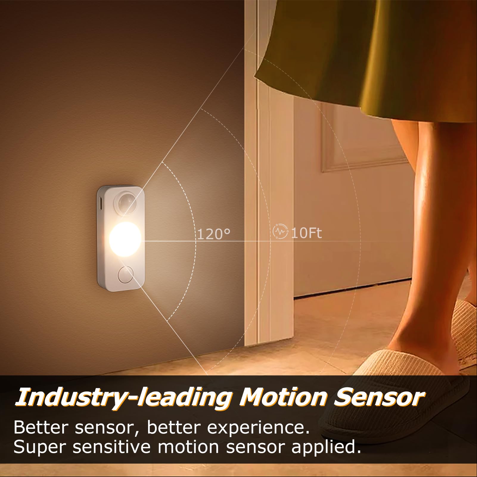 NIEGNOWOO LED Motion Sensor Puck Lights, Warm White, 8 Pack, Rechargeable, PVC Material, USB Charging Cord Included