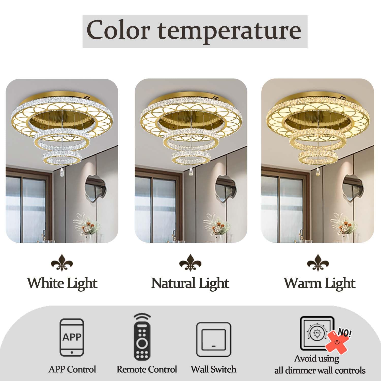 Flashing God Dia 40'' Big Chandelier Crystal Gold Ceiling Light Fixtures Led Flush Mount Ceiling Light For Living Room Bedrooms
