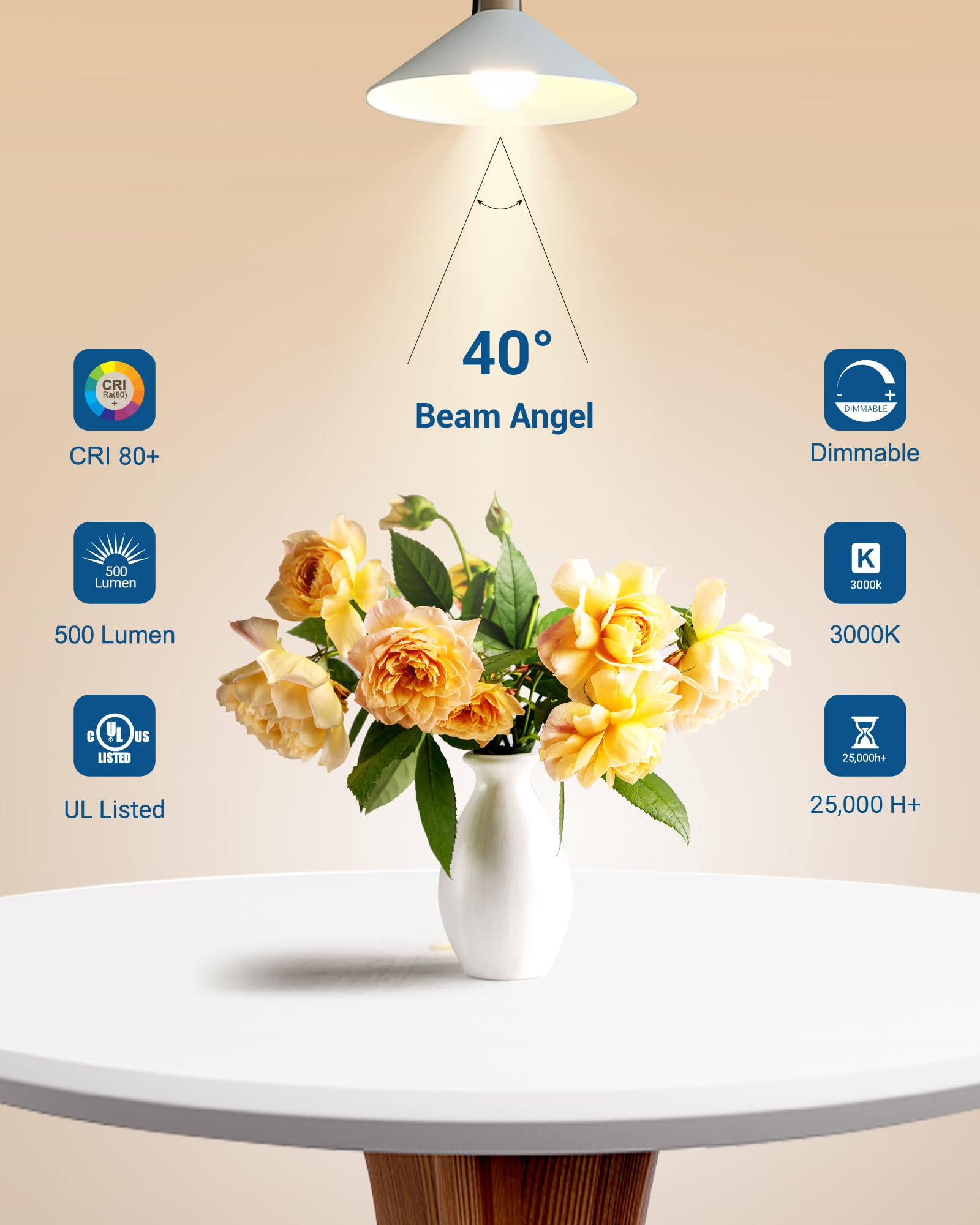 Dewenwils 10-Pack Gu10 Led Bulb Dimmable, 3000K Warm White Gu10 Bulb Replacement For Track Lighting, 500Lm, 7W(50W Equivalent) Led Light Bulb For Kitchen, Range Hood, Living Room, Bedroom, Ul Listed