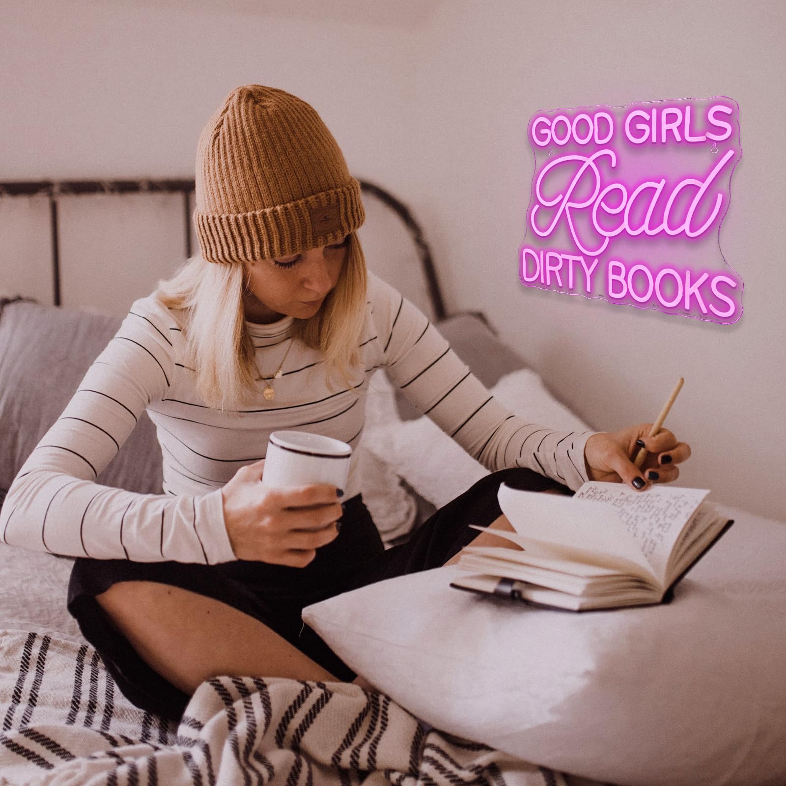 Jurong Led Neon Sign For Wall Decor  Good Girls Read Dirty Books Neon Light  Usb Powered Dimmable  5V/2A  16.5X12.5 For Home Book Party  Gift  Bedroom  Book Lover  Home Library