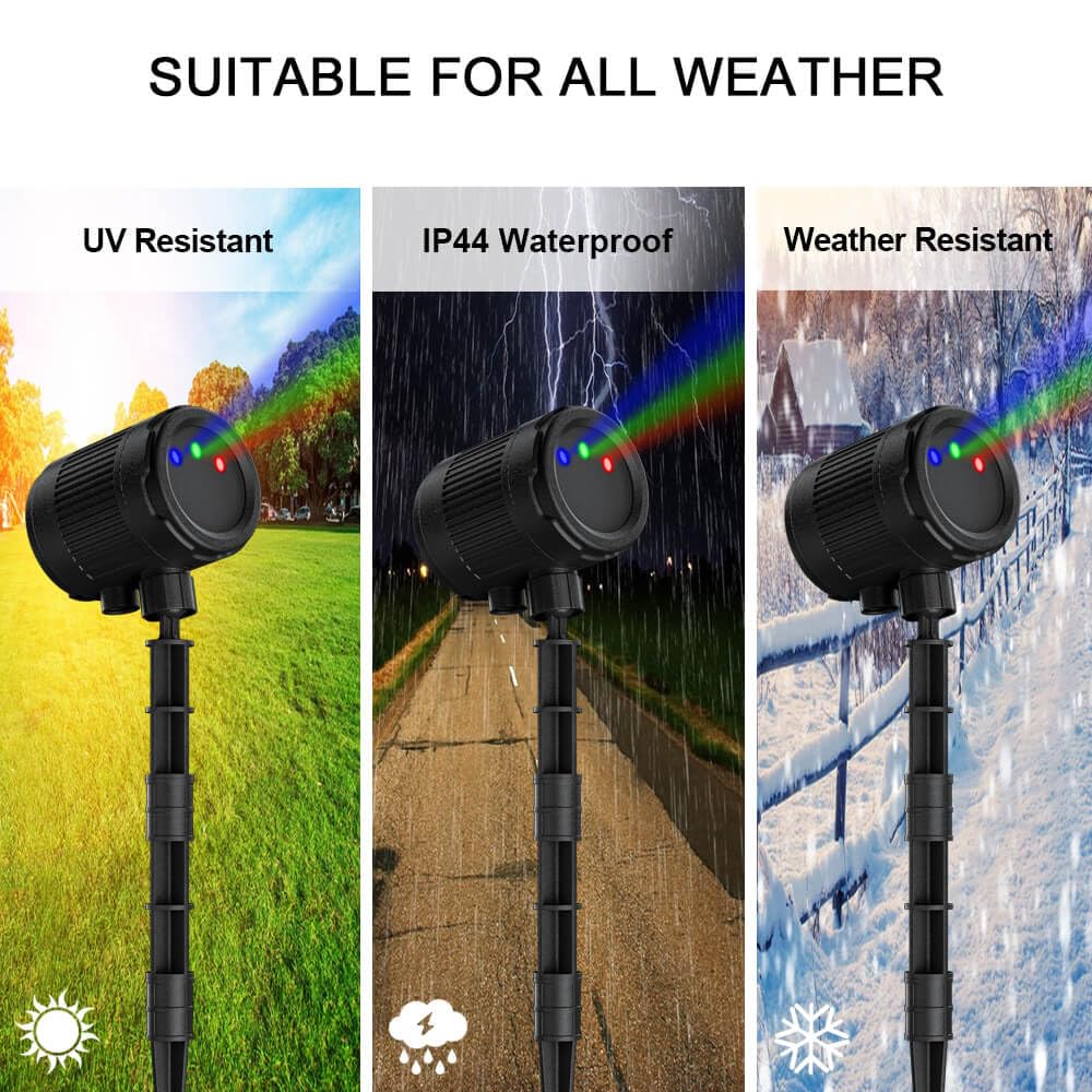 Christmas Projector Lights Outdoor, 3 Color Laser Starry Light Show With Rf Remote Control For House Patio Garden Outside Holida