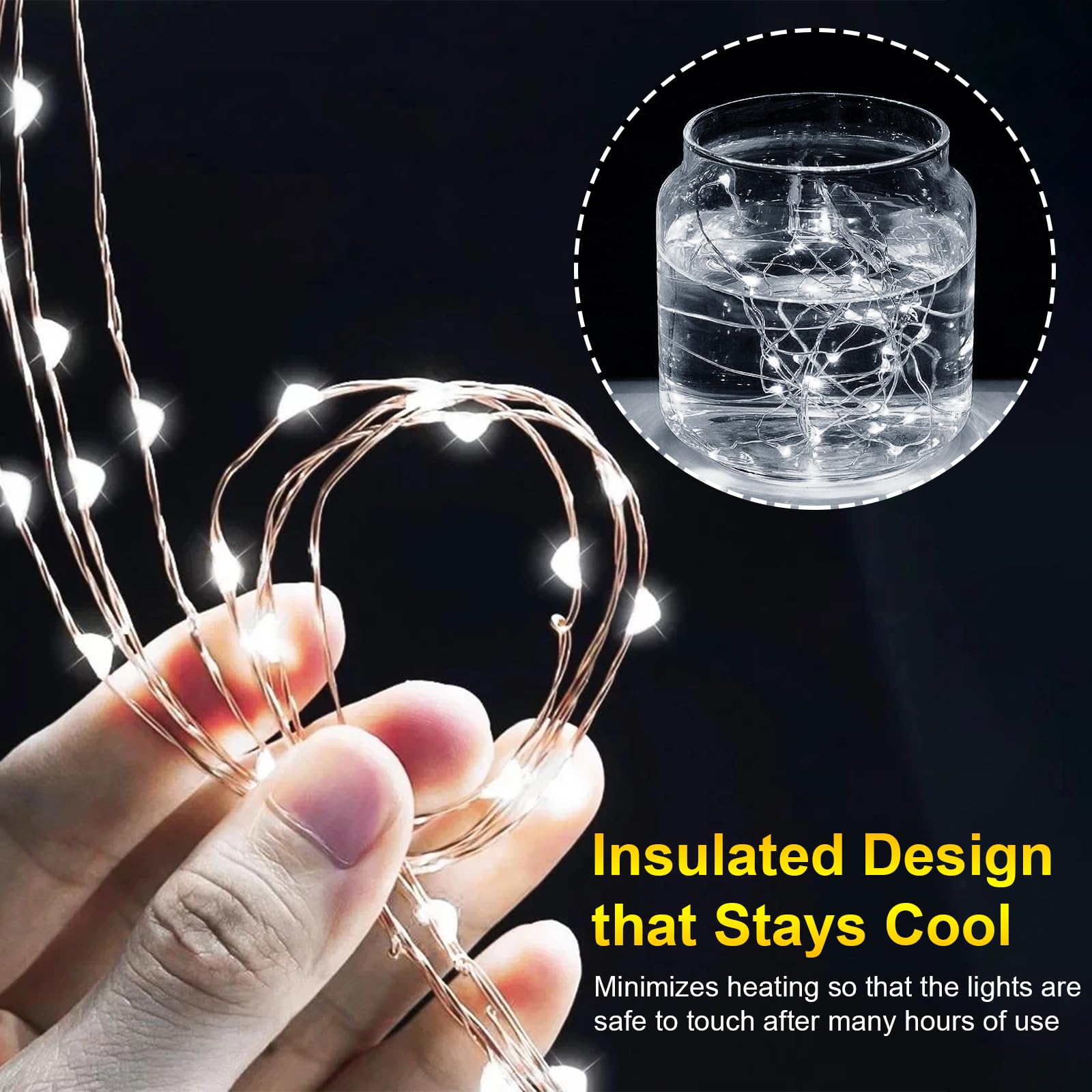 FWYWNL USB Fairy Light, 16ft 50 LED, Remote Control, Waterproof, 8 Modes, 1 Pac, White