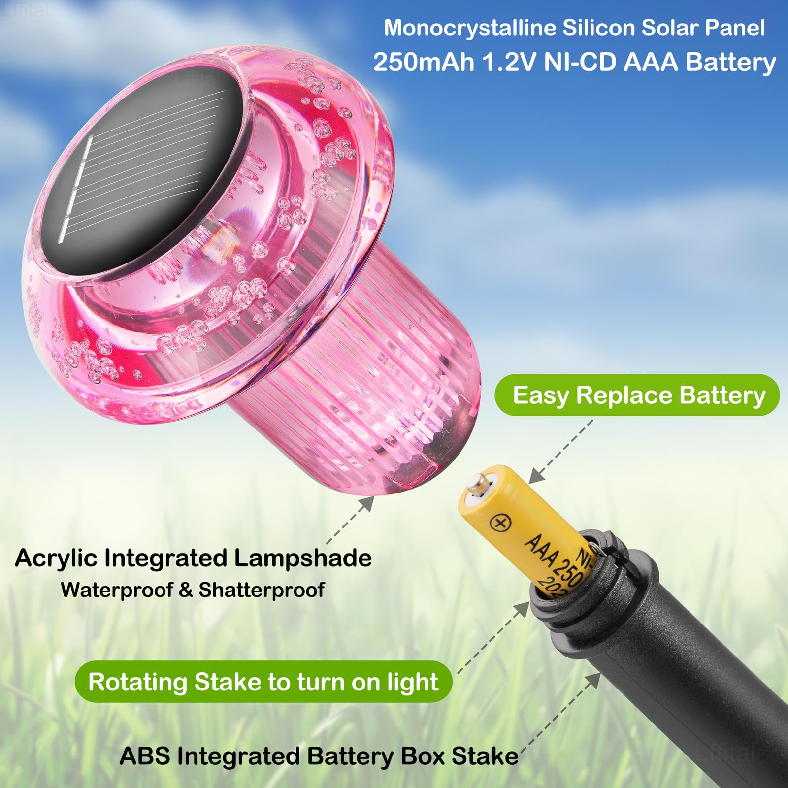 Lffital 16 Pack Halloween Solar Lights Outdoor Hot Pink Solar Pathway Lights Outdoor Purple Mushroom Led Waterproof Lighting Stake For Outside  Yard  Path  Garden  Lawn  Patio  Landscape Decorations