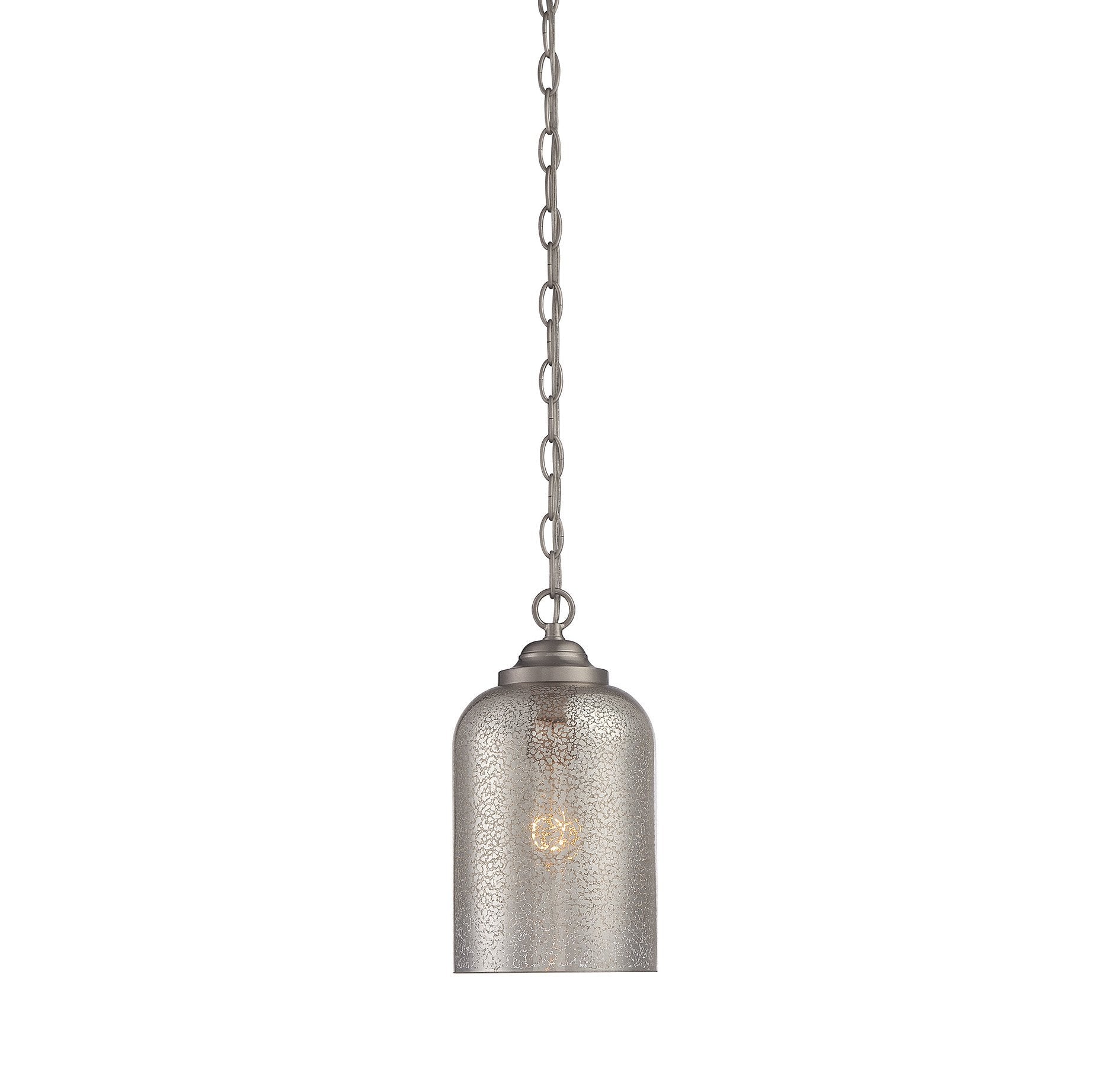Savoy House 7-701-1-SN Bally Clear Glass Bell Pendant Light Fixture, 1-Light 60 Watt, 12 H x 7 W, Satin Nickel