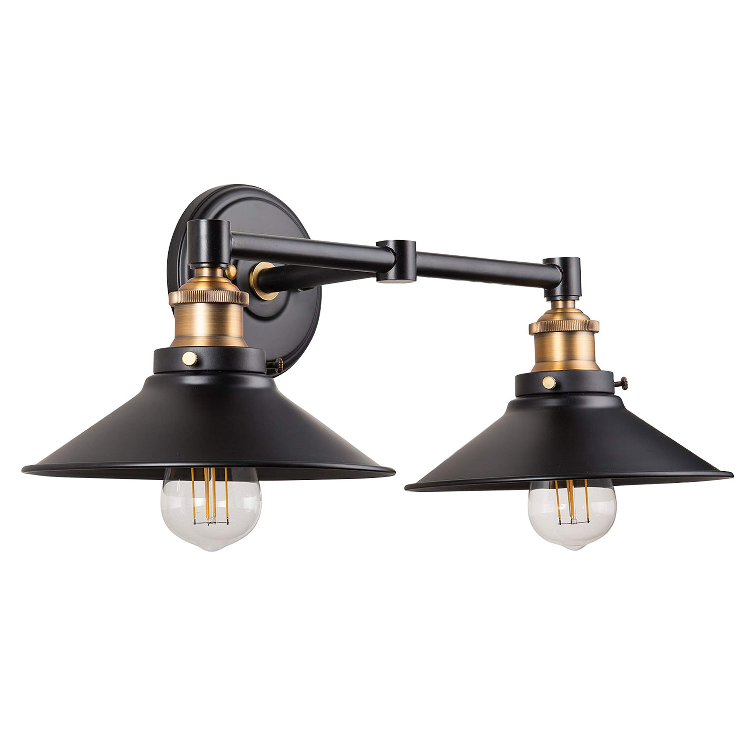Linea Di Liara Andante 2 Light Bathroom Vanity Light Industrial Gold And Matte Black Light Fixtures Above Mirror Light Farmhouse
