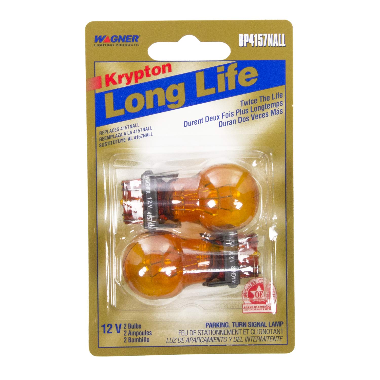 Wagner Long Life Multi-Purpose Light Bulb, Card of 2, Glass, Assorted Colors, Model BP4157NALL