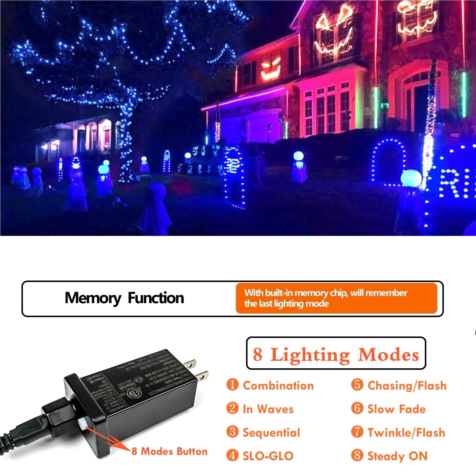 SANJICHA 200 LED Blue Christmas Lights, 66FT String Lights for Indoor/Outdoor Decor, Model MLS-D-02900207-SW