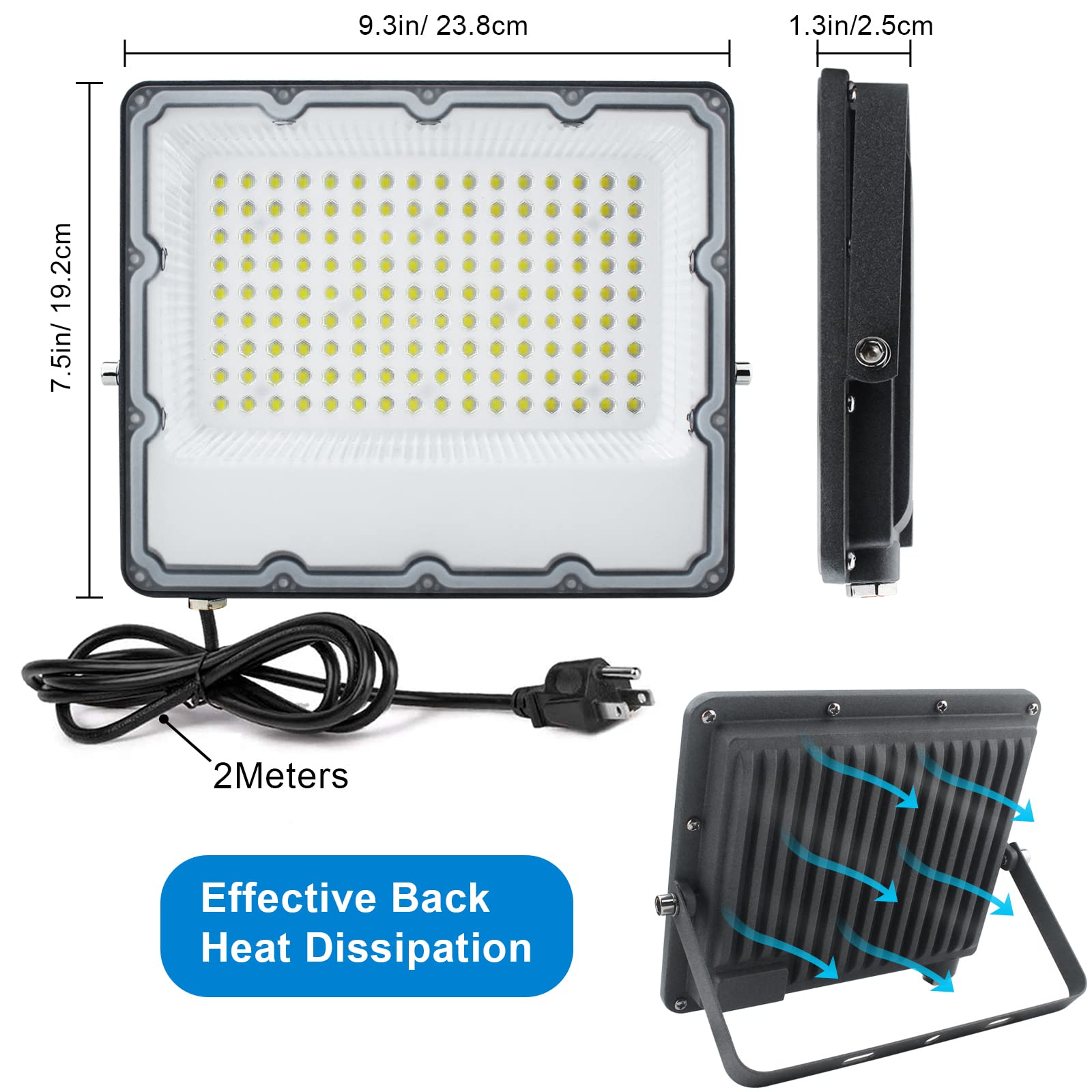 Indmird 150W Led Flood Light, 6500K, 15000Lm, Ip66 Waterproof, Outdoor Security Lighting