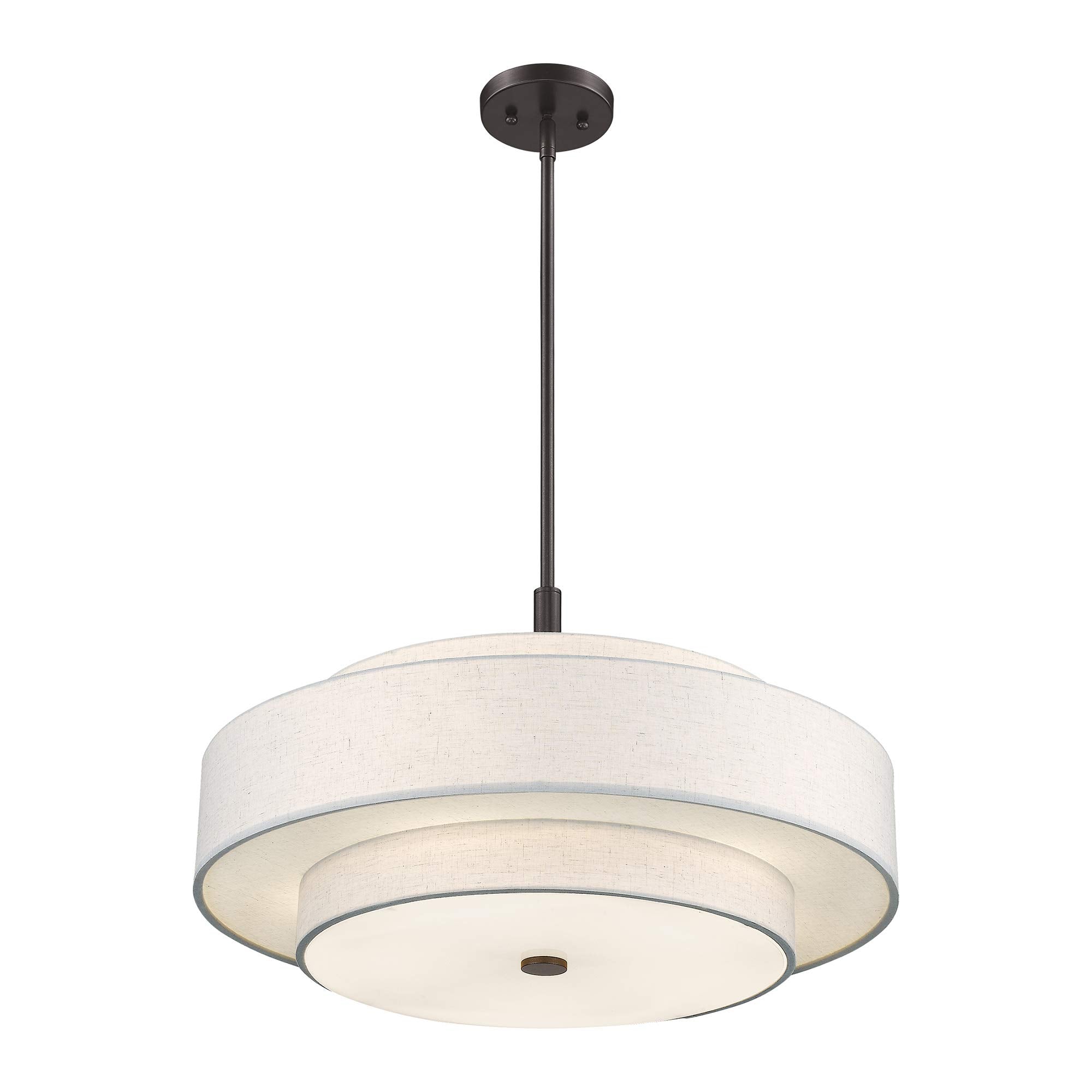 Livex Lighting Fabric Shade 52138-91 Meridian 5 Light Brushed Nickel Pendant