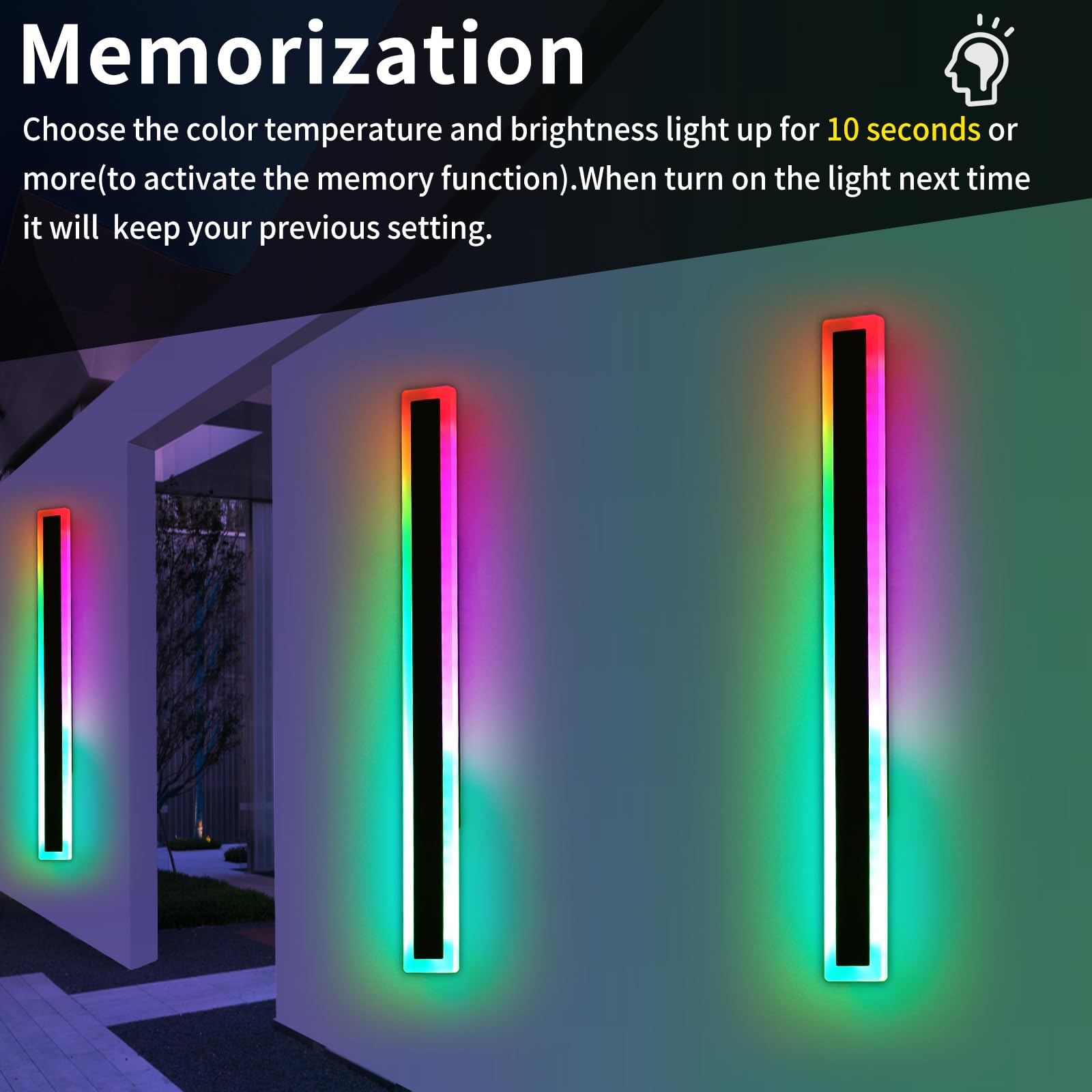Mikeru Modern Outdoor Light Fixture, 57Inch Modern Rgb Outdoor Wall Light 10%-100% Dimmable With Memory Function Long Outdoor Po