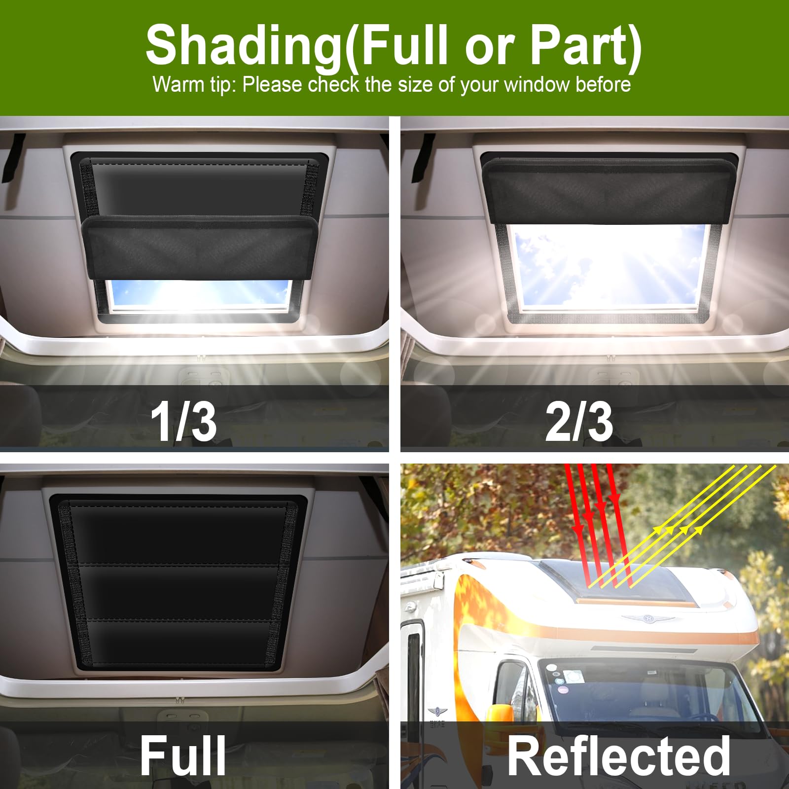 Veharvim RV Skylight Cover - 16.25 Black Vent Cover, Foldable Hook&Loop, UV Protection, Waterproof Fabric, Reflective Design