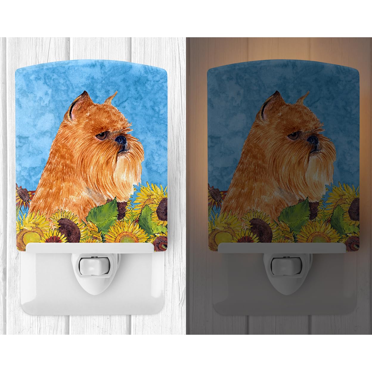 Carolines Treasures Ceramic Night Light, SS4127CNL, 6x4x3in, Brussels Griffon Design, UL-Certified for Bedroom, Bathroom, Nursery