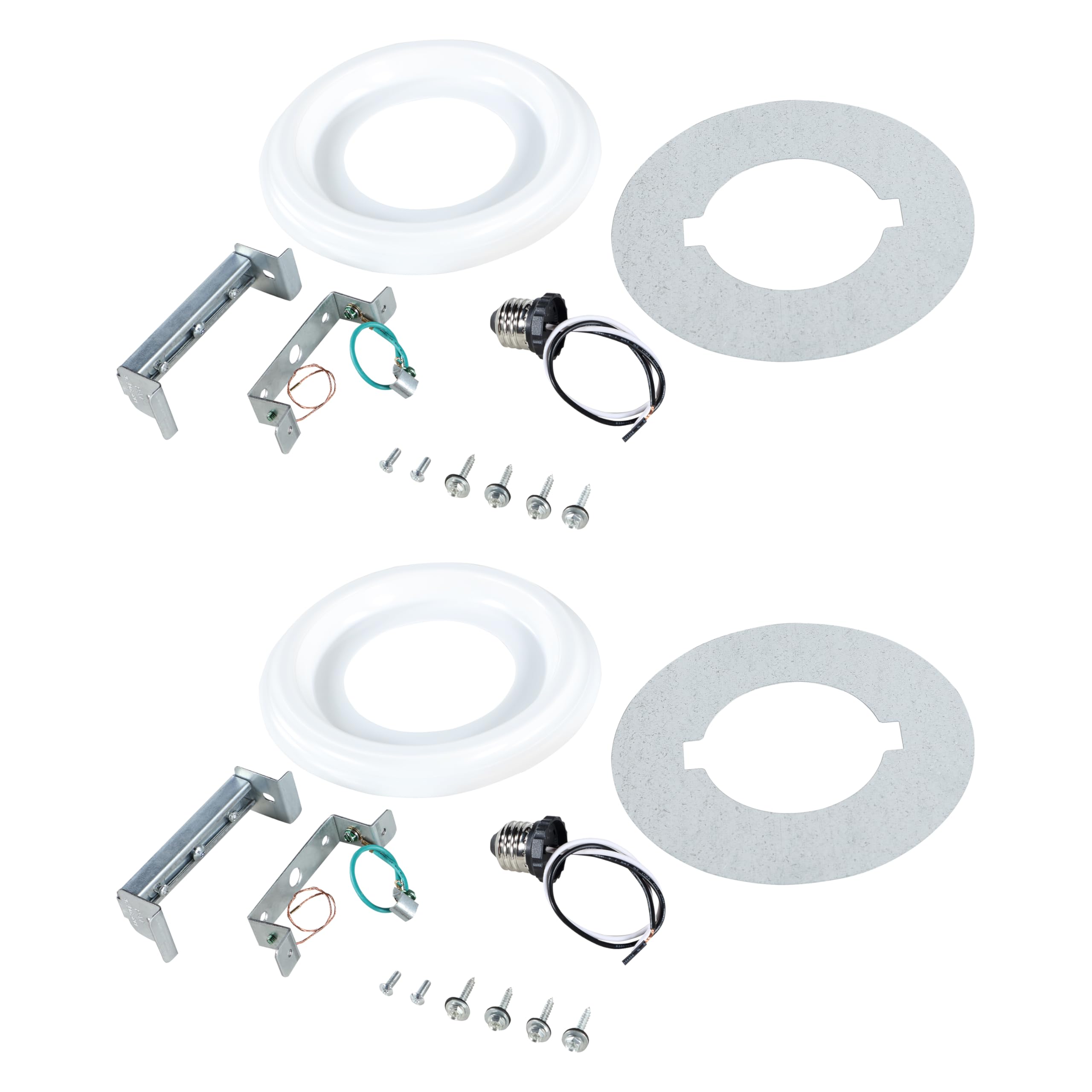 Aspen Creative 21067-12, Recessed Lighting Converter Kit, 8'' Diameter, White Plastic Medallion,Set of 2