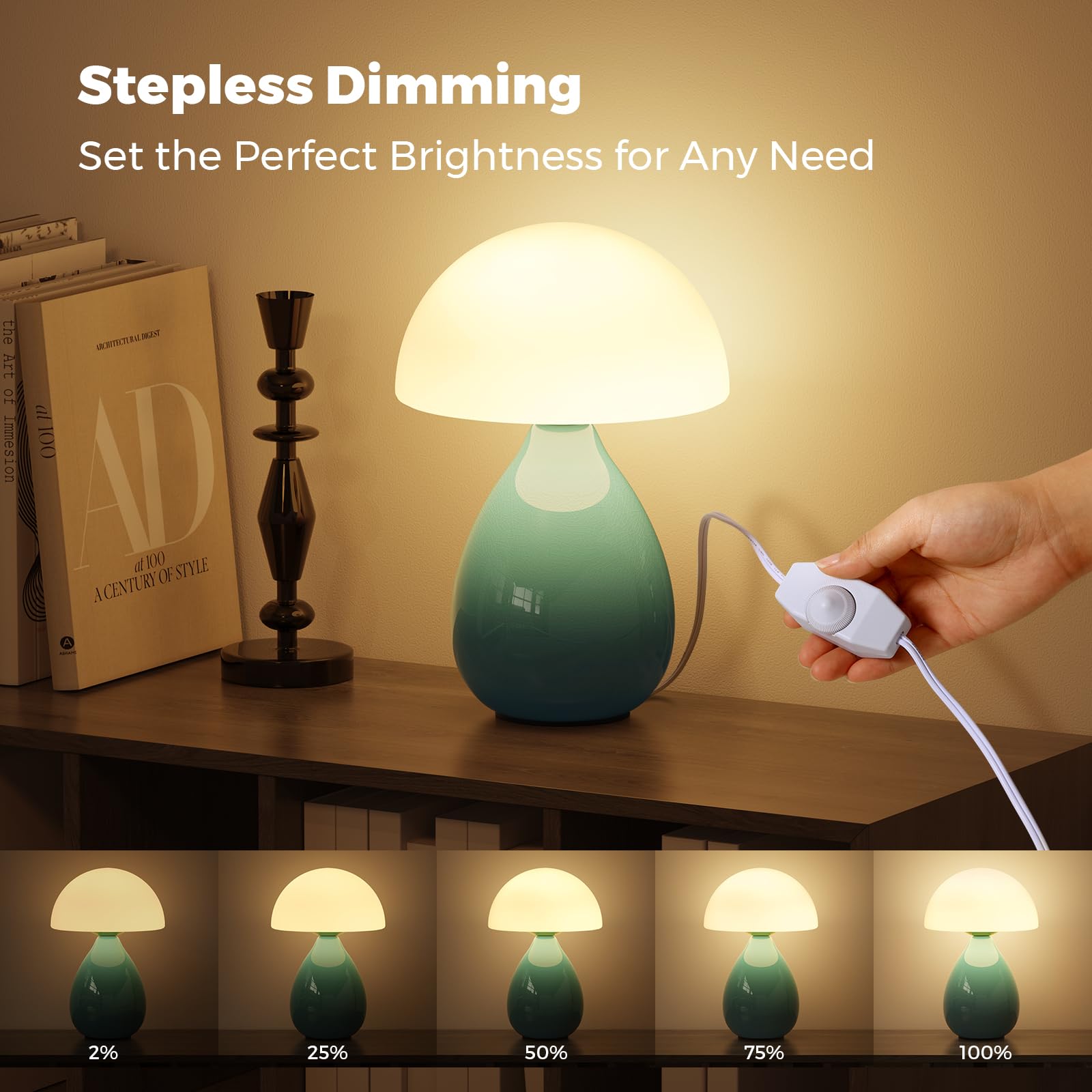 Mushroom Lamp  Vintage Small Table Lamp For Bedroom  Ice   Ceramic Led Night Light For Kids  Mid Century Modern Bedside Lamp For Nightstand  Living Room  Home Decor Gift Ideas For Women  Blue