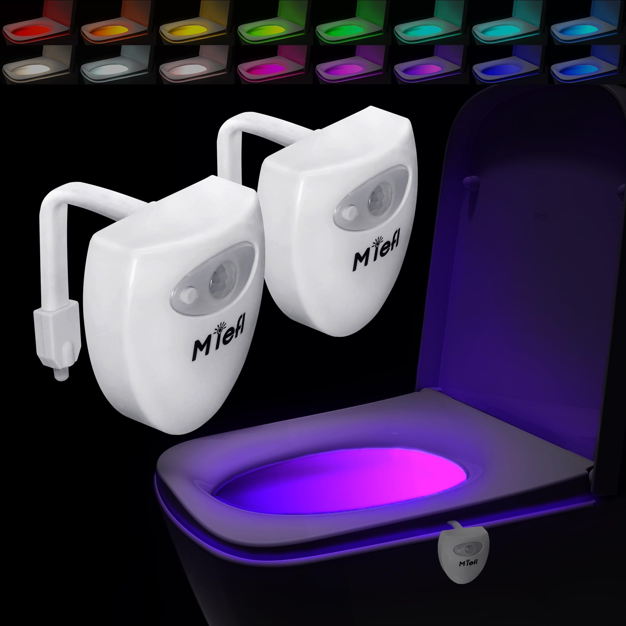 MIEFL Toilet Light Motion Sensor Activated, 16 Colors Changing LED Glow Bowl, Inside Toilet Night Lights for Bathroom, Smart Potty Light Funny Ideal Gift for Dad Teen Boy Girl Adult-Shield Shape