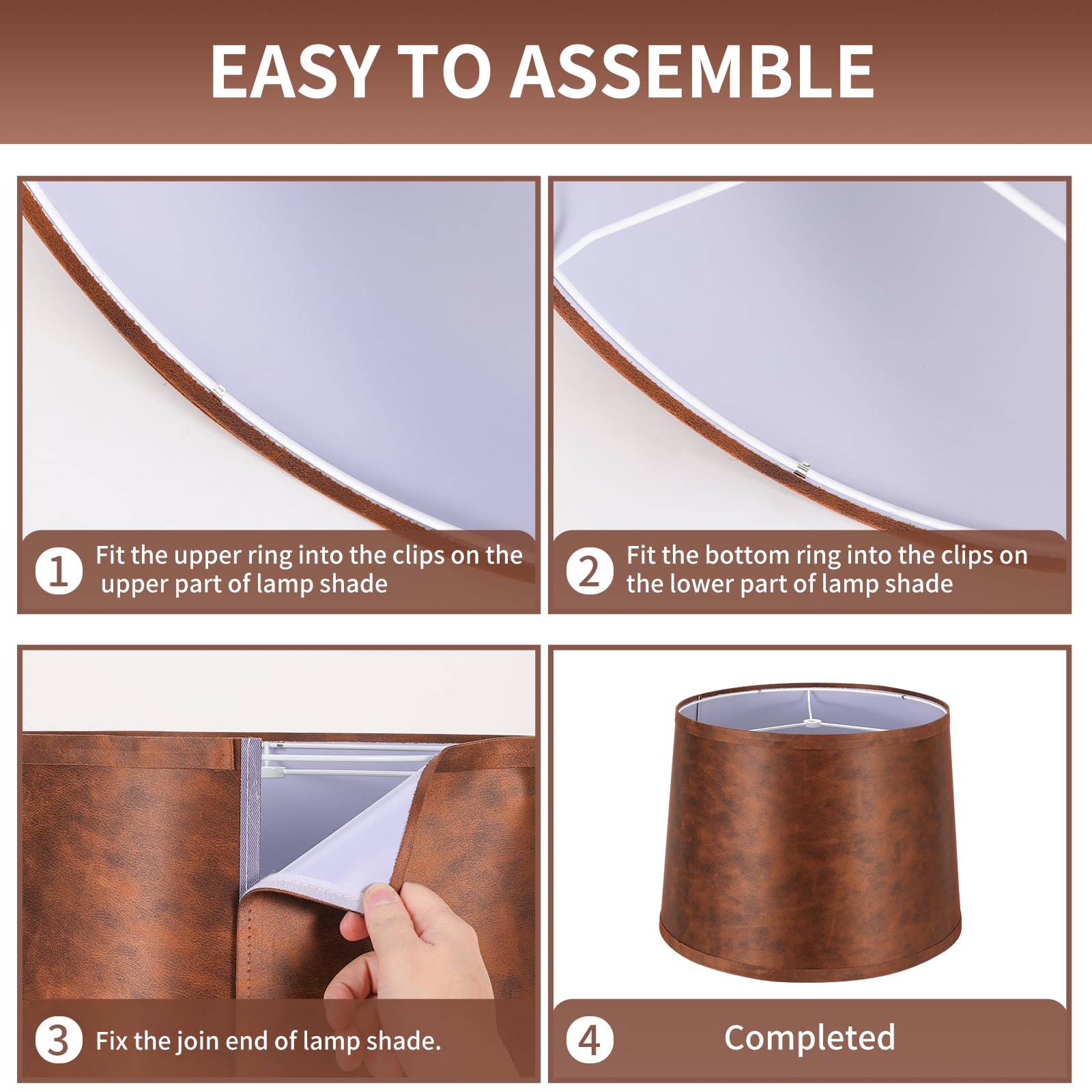 ALUCSET Drum Lampshades 2pcs, Large 13inx15inx11in, compatible with Brown Cowhide, Linen, Model LLA-S2426N, Spider Fitter