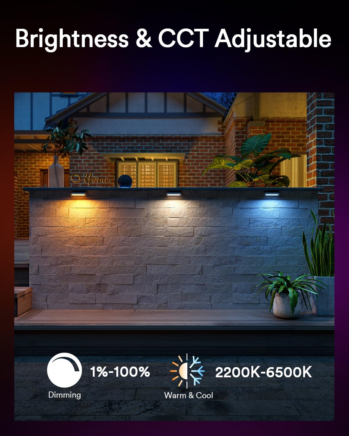 Lumary 8 Pack Low Voltage Retaining Wall Lights, 7" Smart LED Hardscape Paver Lighting, Color Changing RGBCW, Brown, Model L-RWL7A1