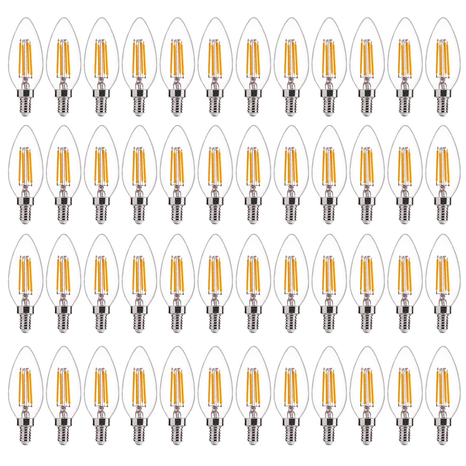 Flsnt 48 Pack Led Candelabra Bulbs 60W Equivalent, B11 Dimmable Led Chandelier Light Bulbs, E12 Base, 2700K Soft White Ul,Ca65 L