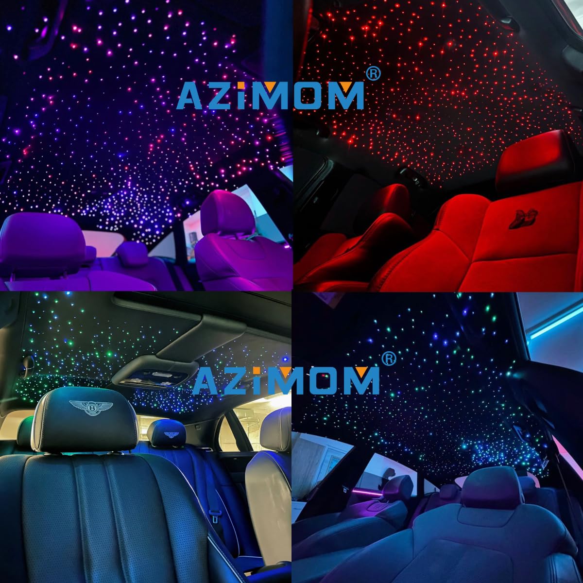 AZIMOM Dual Color Fiber Optic Starlight Headliner Kit 20W, 1200pcs, 0.03in x 13.1ft, Black, Model DUALCOLOR