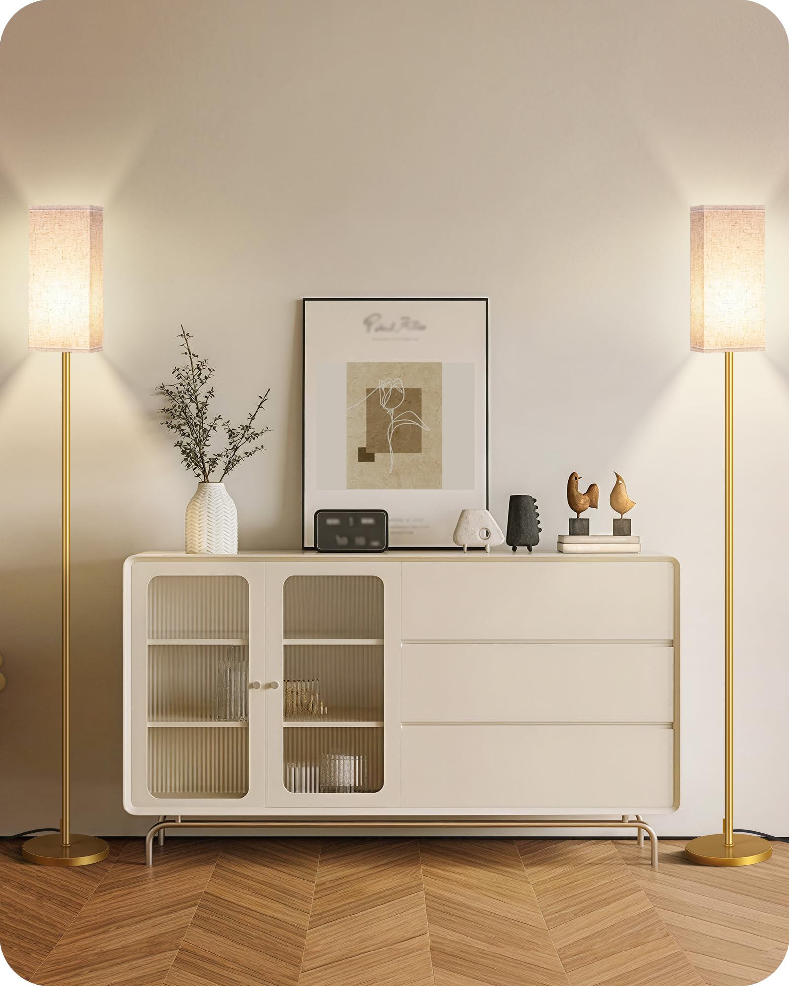 Goebleson 2Pack Floor Lamp, Pole With Foot Switch, Modern Standing Lamp Lampshade, Minimalist Freestanding Lamp (Bulb Not Includ